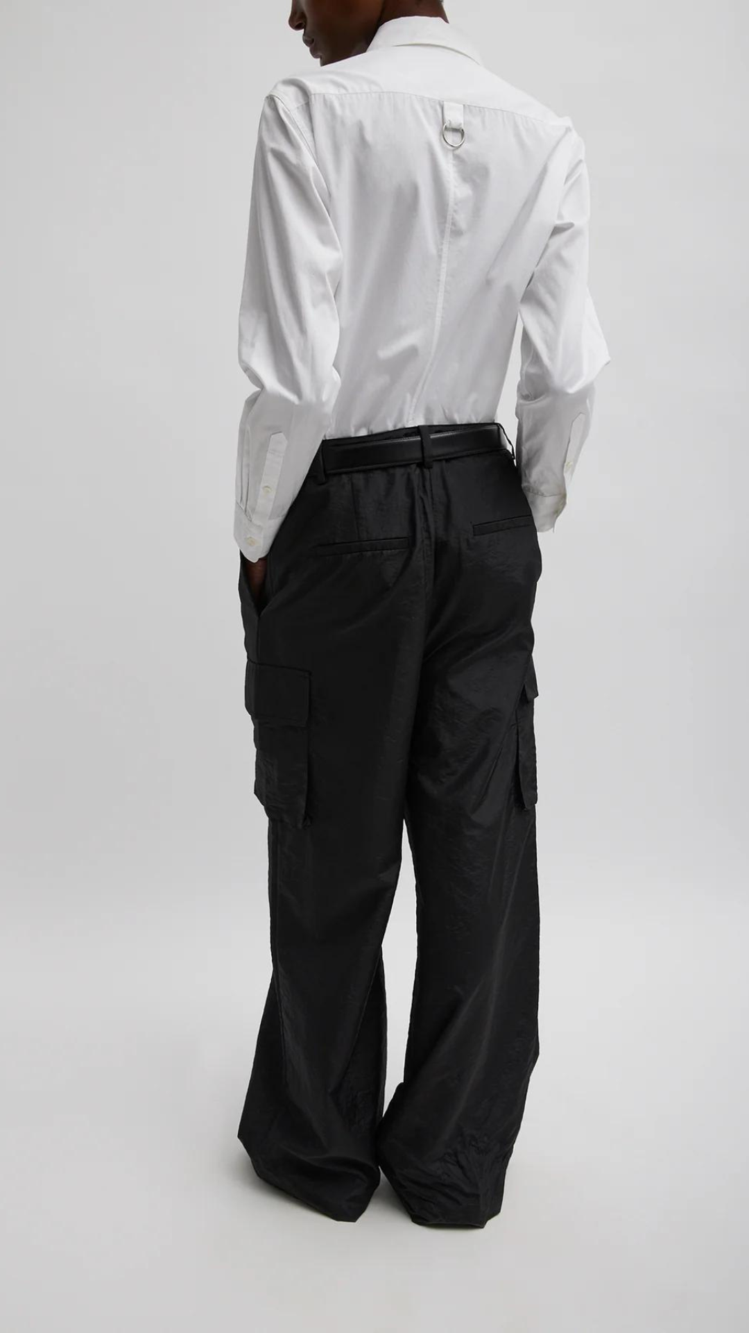 Tibi Stella Crispy Nylon Pleated Cargo Pant