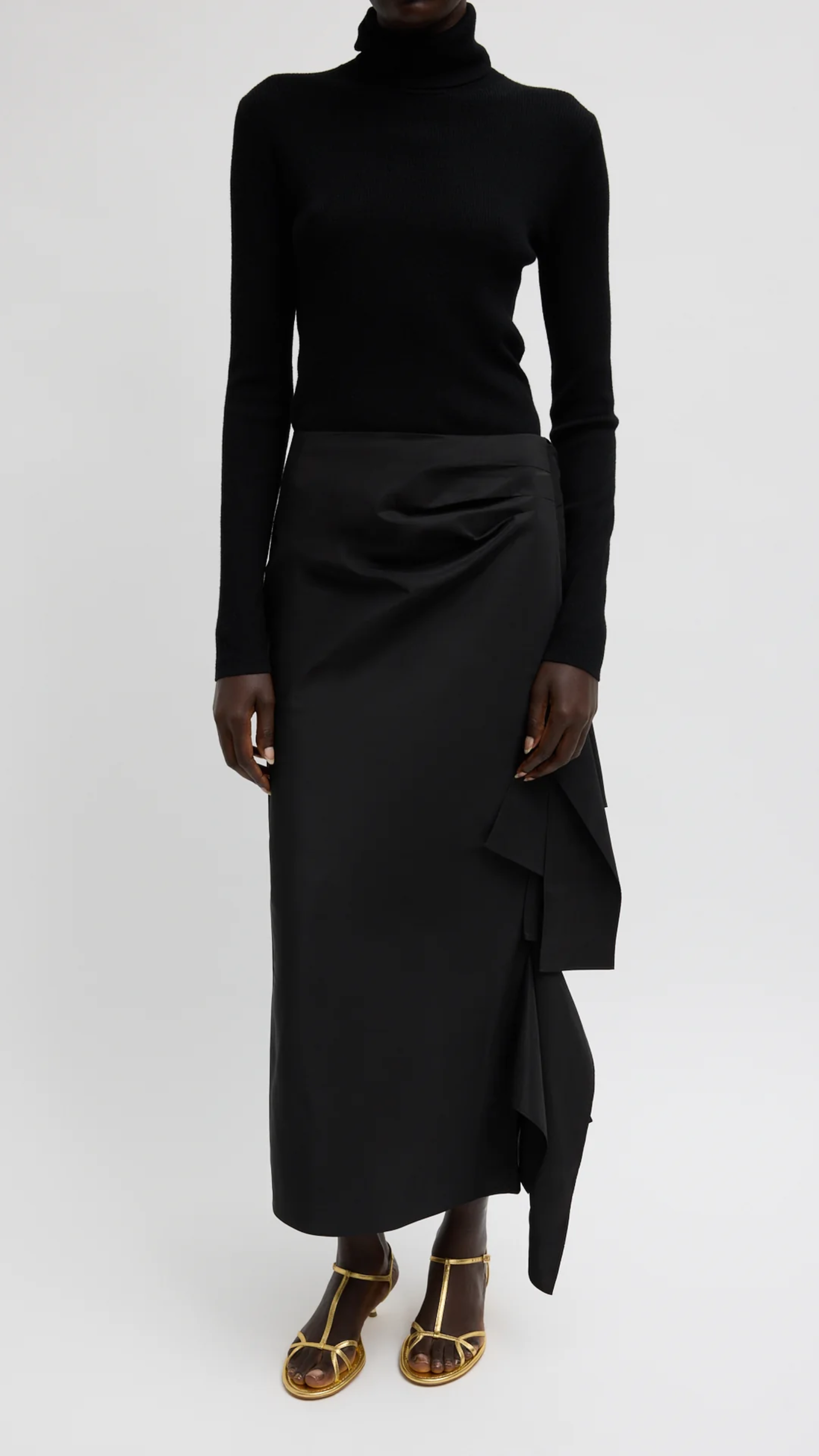 Tibi Sporty Nylon Ribbon Skirt in Black