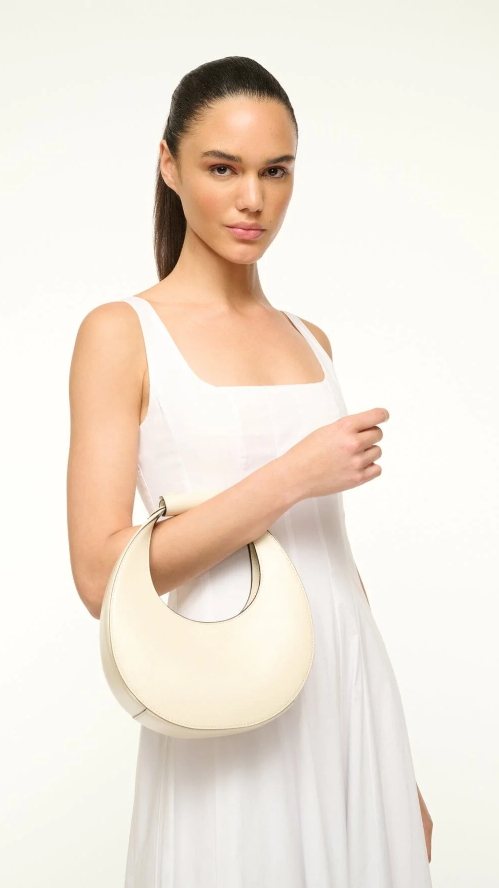 Staud Mini Moon Bag in Cream