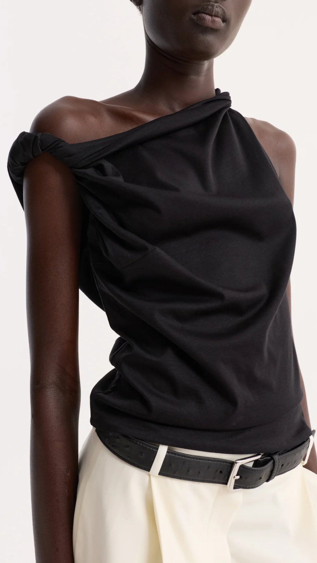 Róhe Sculptural Cotton Silk Top in Black