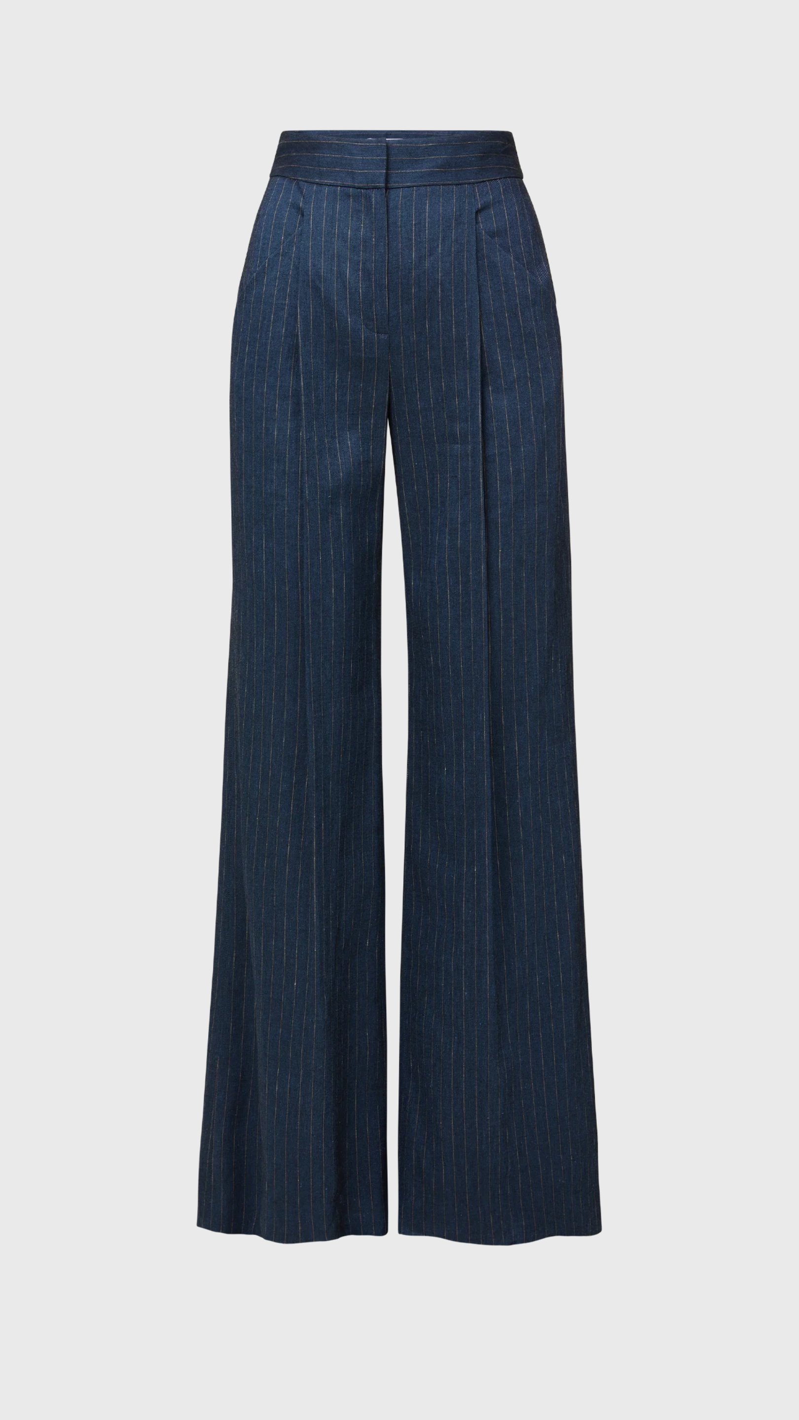 Veronica Beard Rimini Wide Leg Pinstripe Pant in Blue Dove