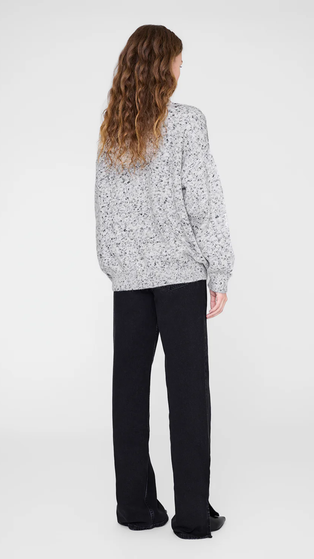 Anine Bing Sydney Crew Sweater Bing in Marled White