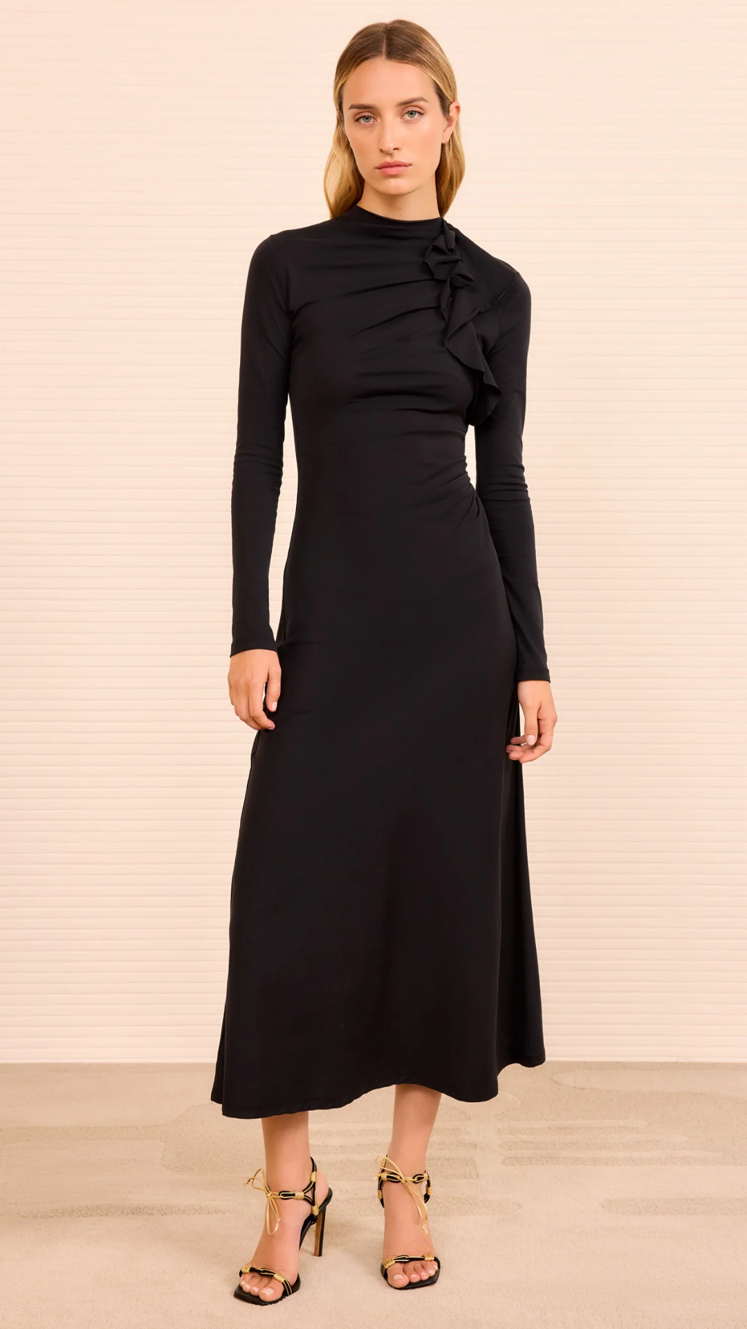 Ulla Johnson Safi Long Sleeve Dress in Noir