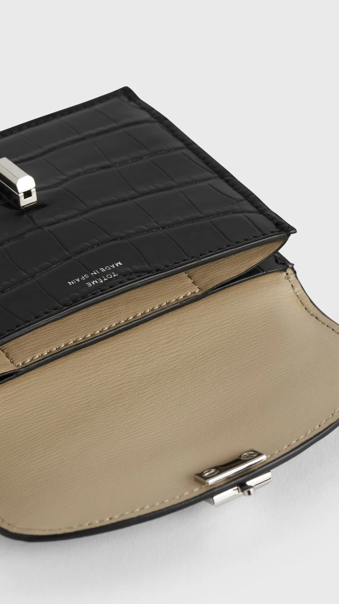 Toteme T-Lock Croc Embossed Cardholder in Black Croc