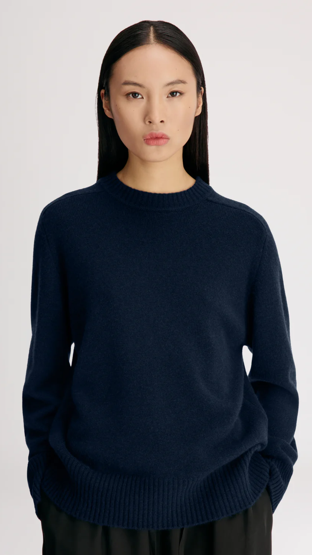 Loulou de Saison Baltra Crewneck Sweater in Navy