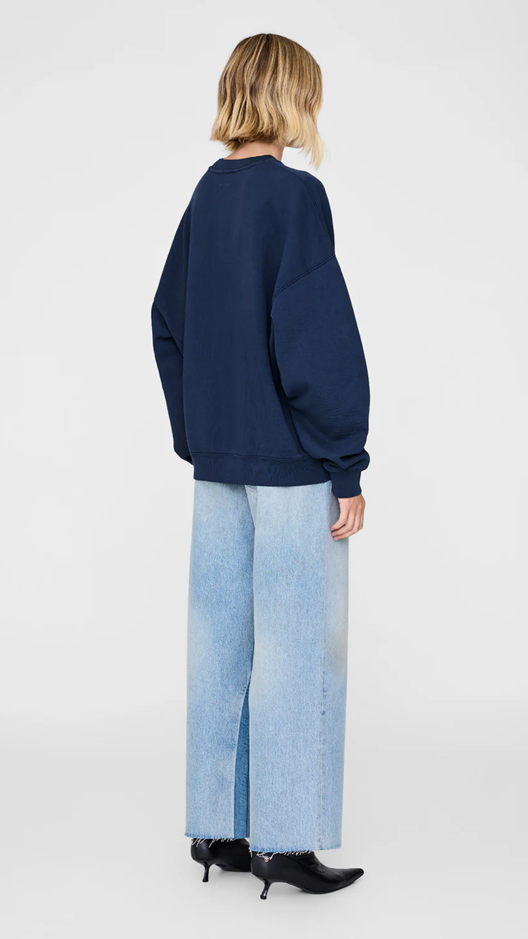 Anine Bing Miles Oversized Sweatshirt Letterman in Dark Blue