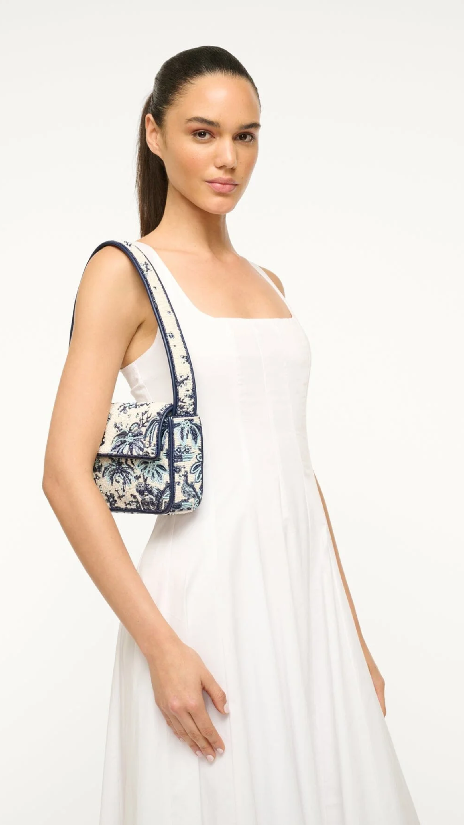 Staud Tommy Beaded Bag in Toile de Pup