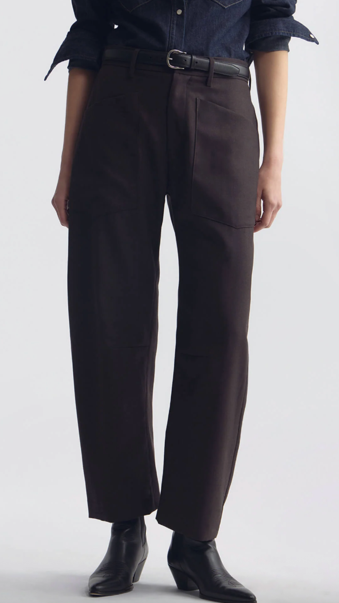Nili Lotan Shon Wool Pant in Brown Herringbone