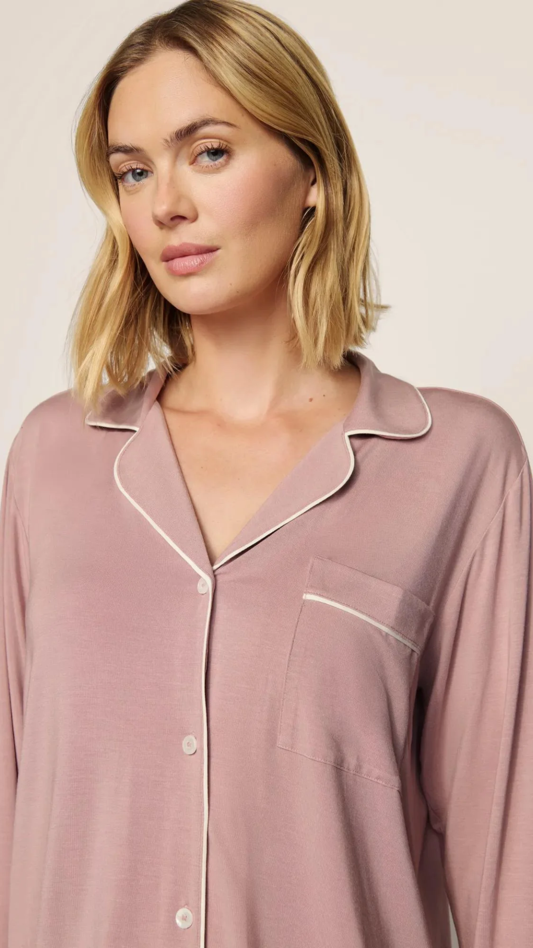 Eberjey Gisele Long PJ Set in Woodrose/Ivory