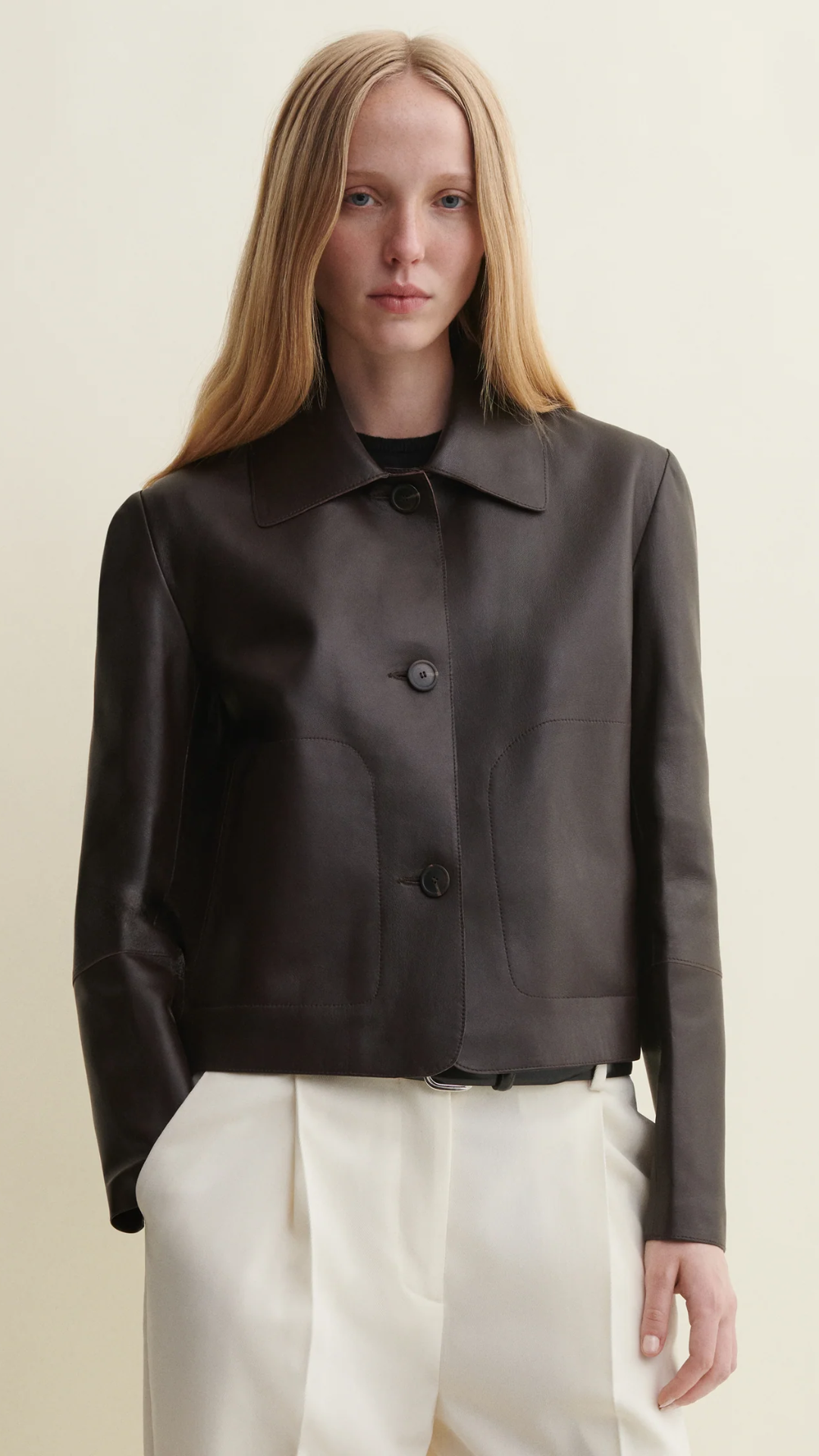 Arma Emy Leather Jacket in Coffee