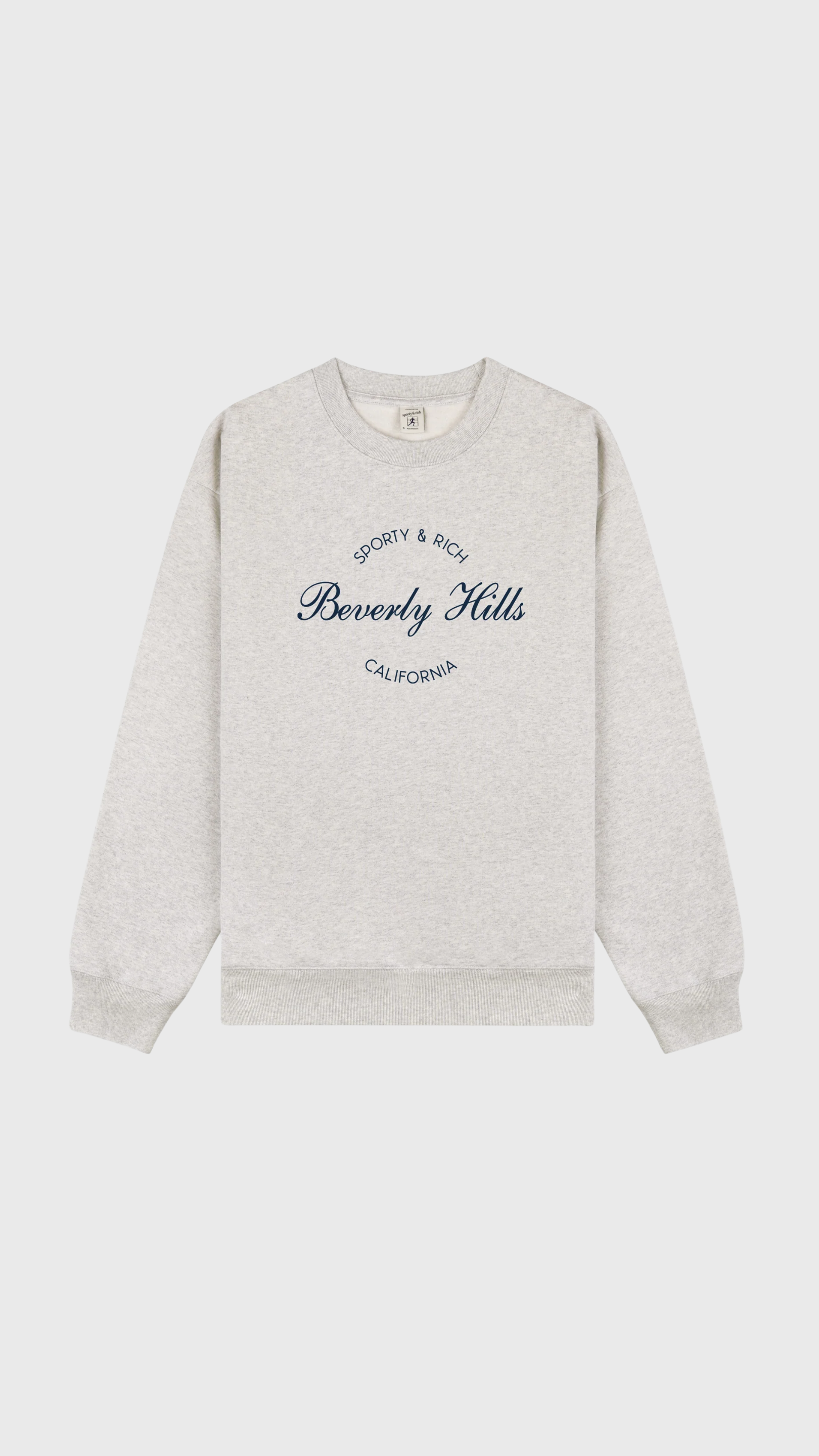 Sporty & Rich Beverly Script Crewneck in Heather Gray
