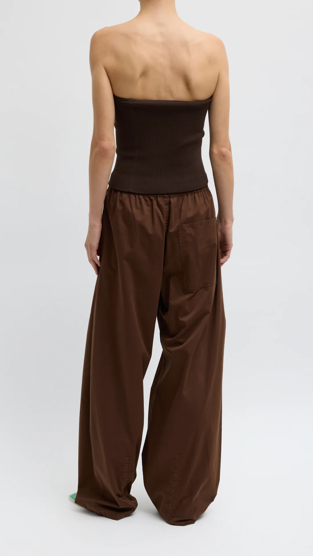 Tibi Silky Cotton Winslow Pant in Brown