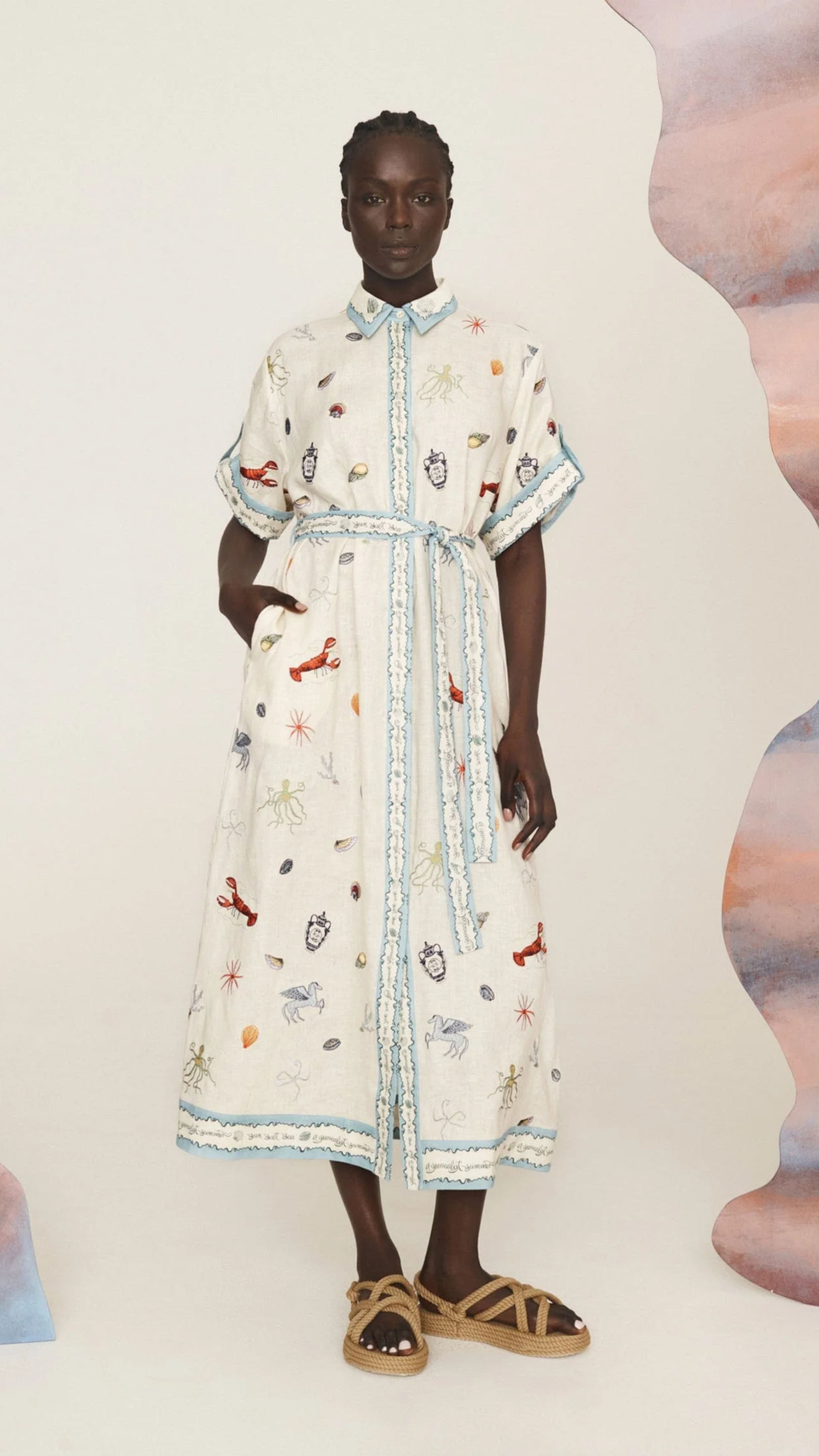 Alemais Sandy Embroidered Shirtdress in Mutli