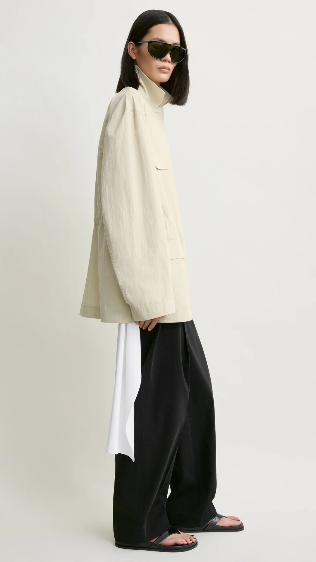 Toteme Collared Drawstring Jacket in Oyster