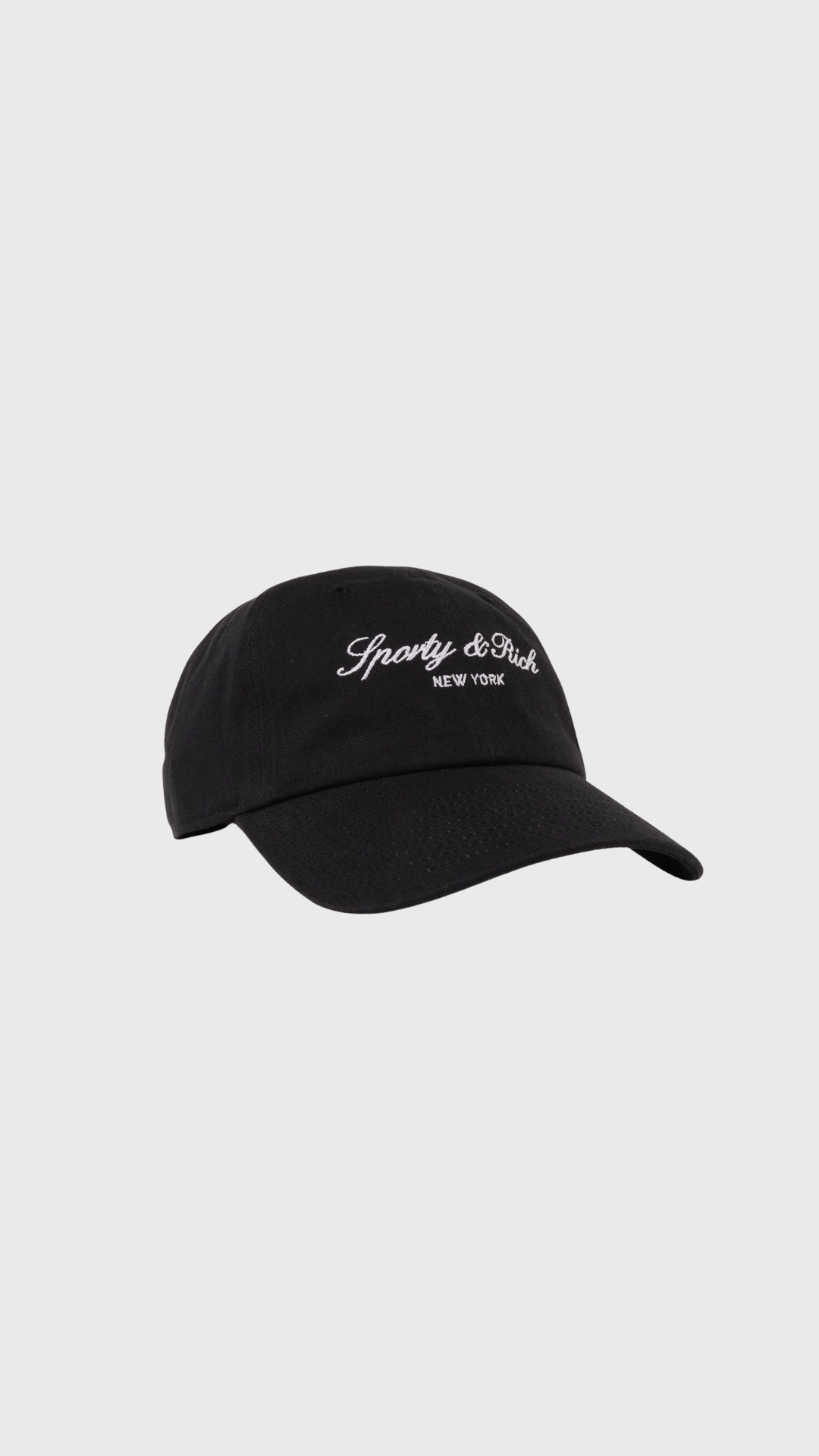 Sporty & Rich Signature NY Hat in Faded Black/White