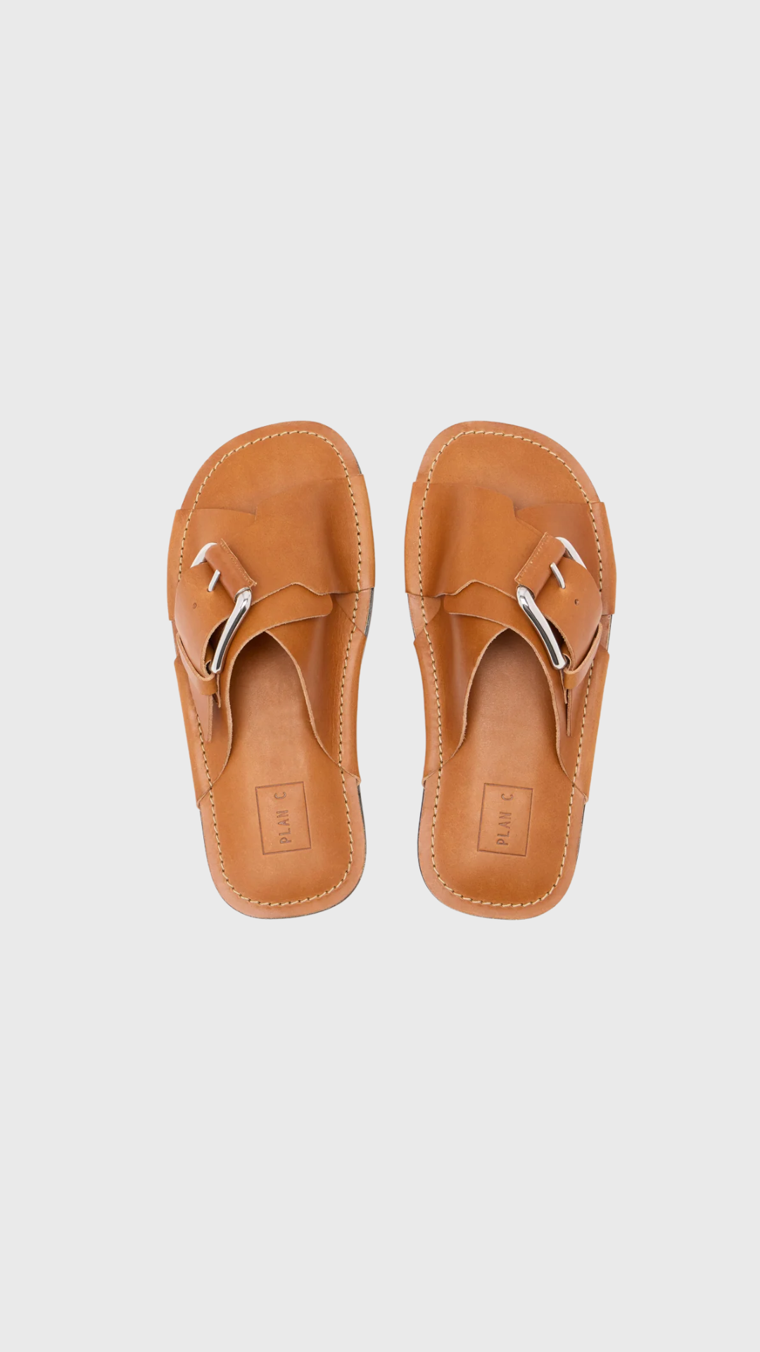 Plan C Flat Buckle Sandal in Tan