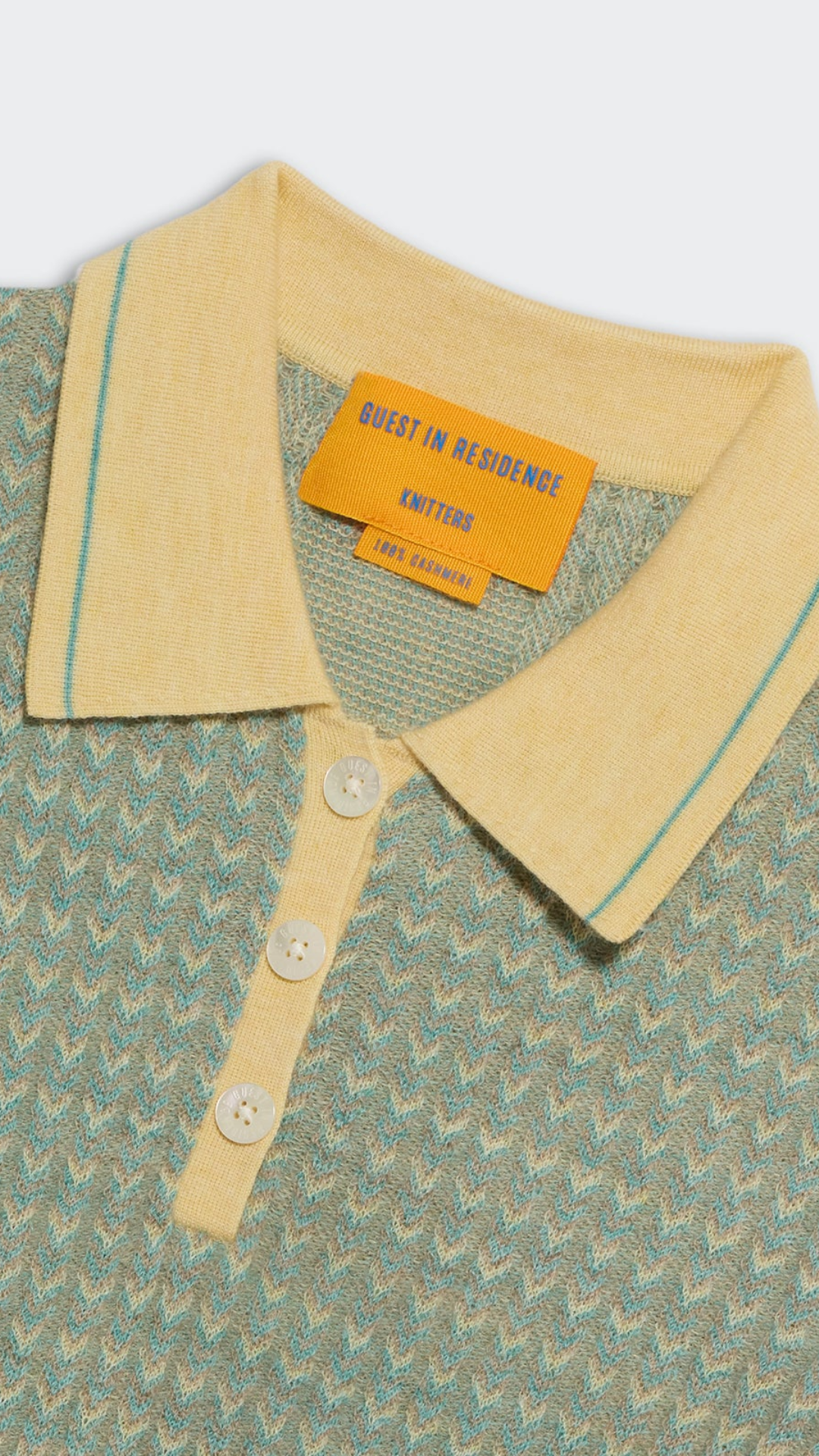 Guest in Residence Chevron Polo Top in Butter Combo
