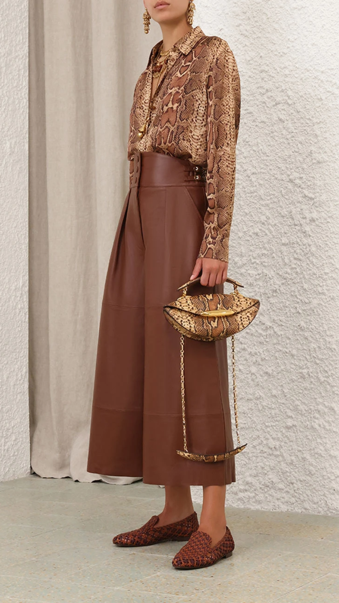 Zimmermann Hypnotic Shirt in Tan Snake