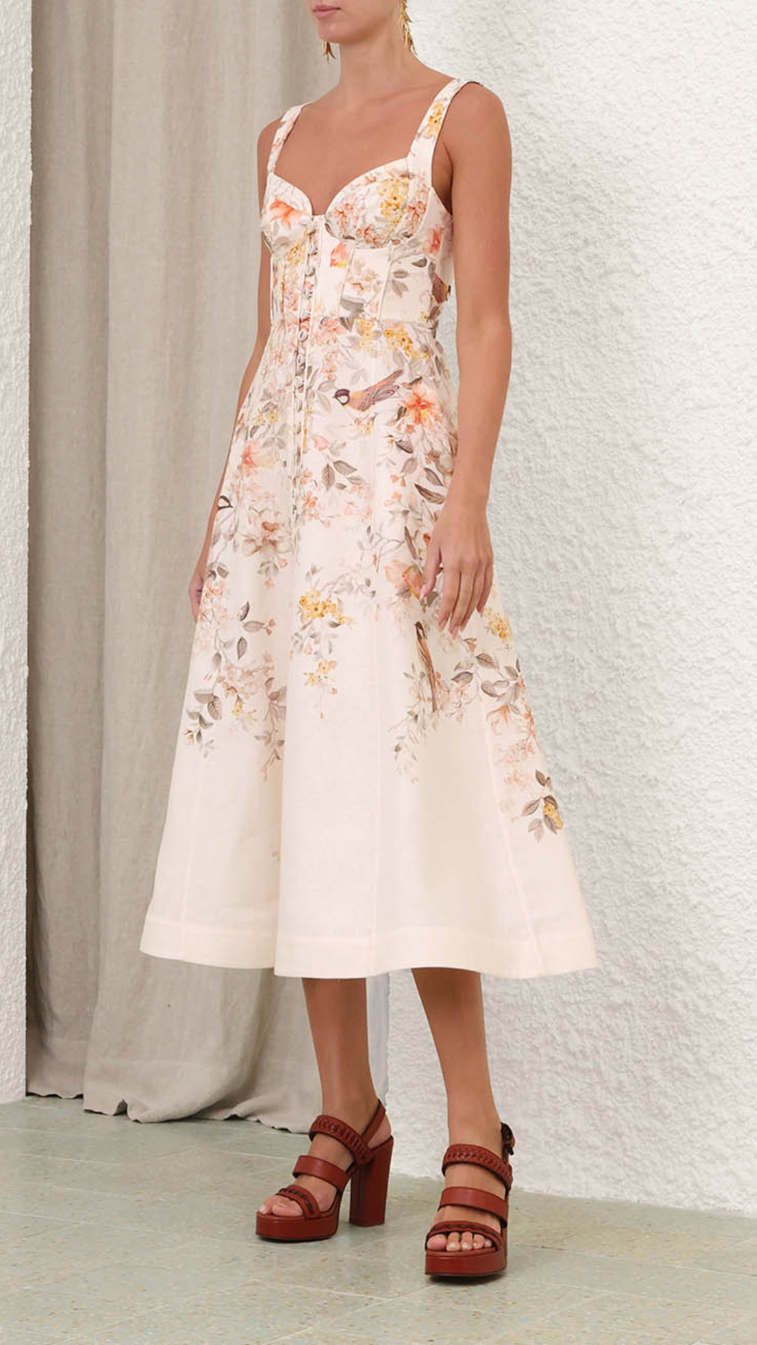 Zimmermann Luna Buttoned Picnic Dress in Cream Songbird