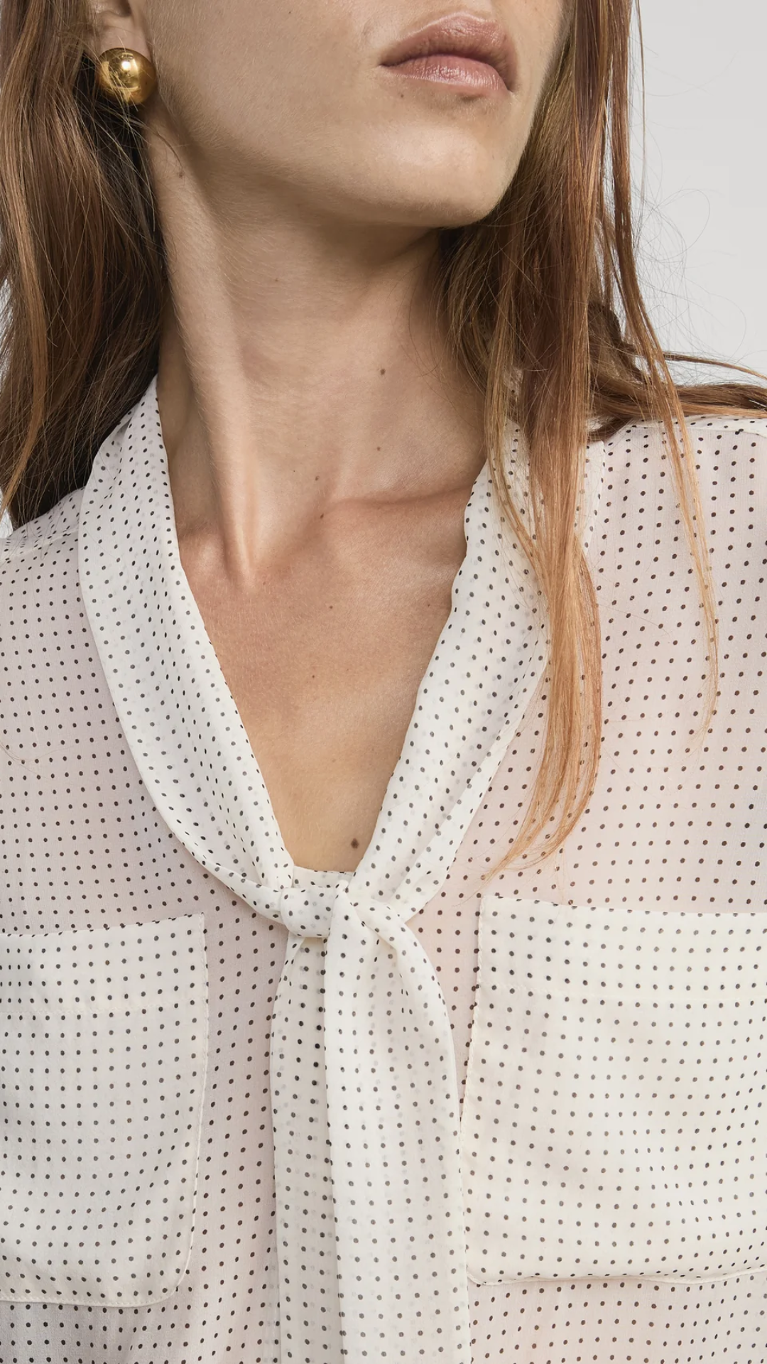 Frame Polka Dot Tie Blouse in Ecru