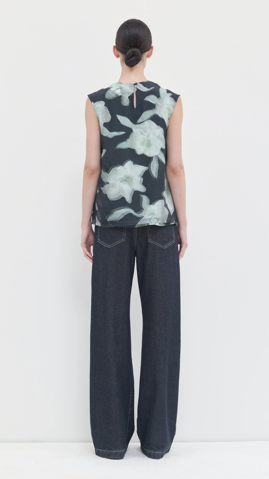 Christian Wijnants Toros Sleeveless Top in Ink Ipomoea