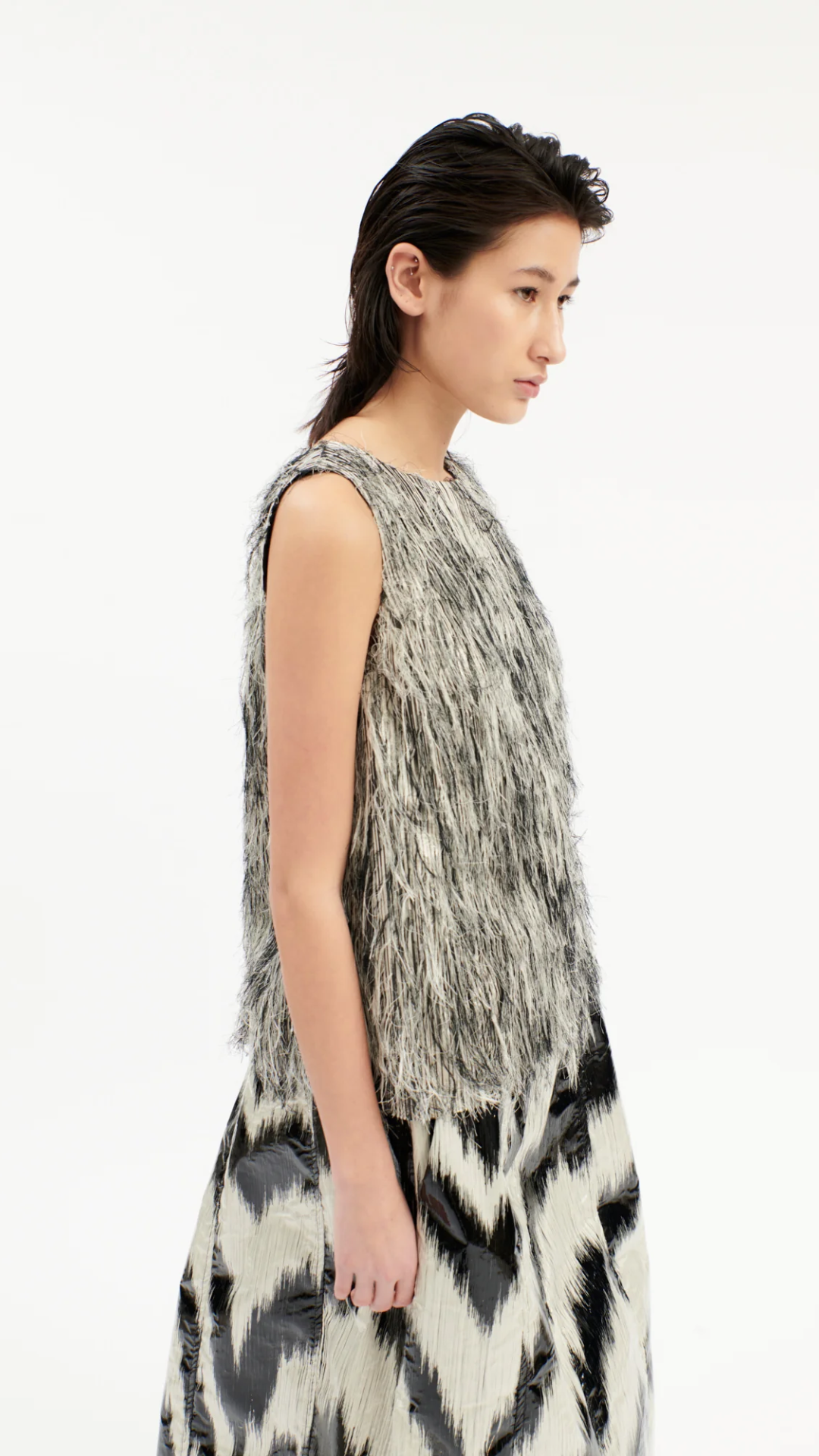 Odeeh Silver Fringe Top in Silver