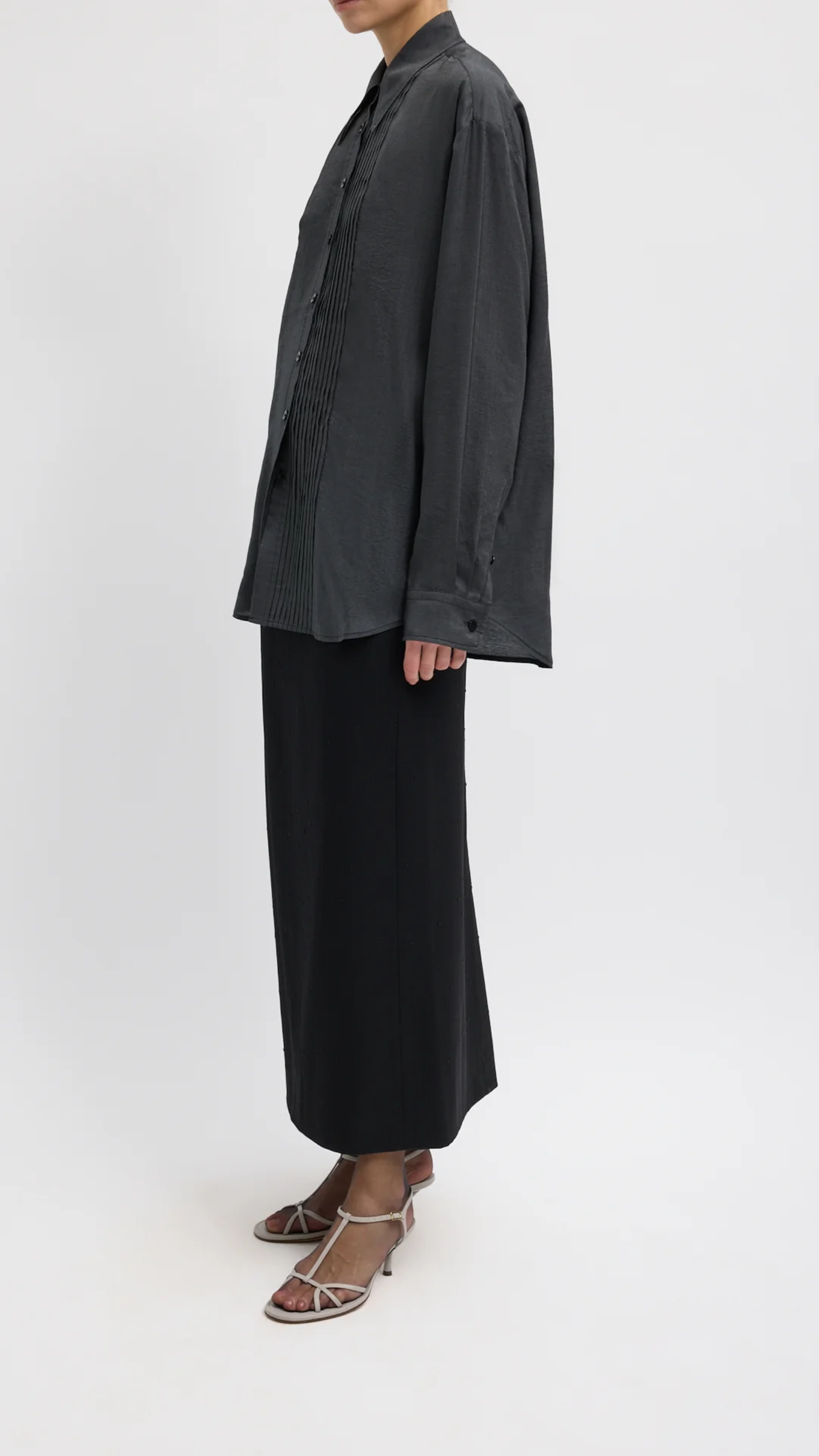 Tibi Silk Voile Easy Pintucked Shirt