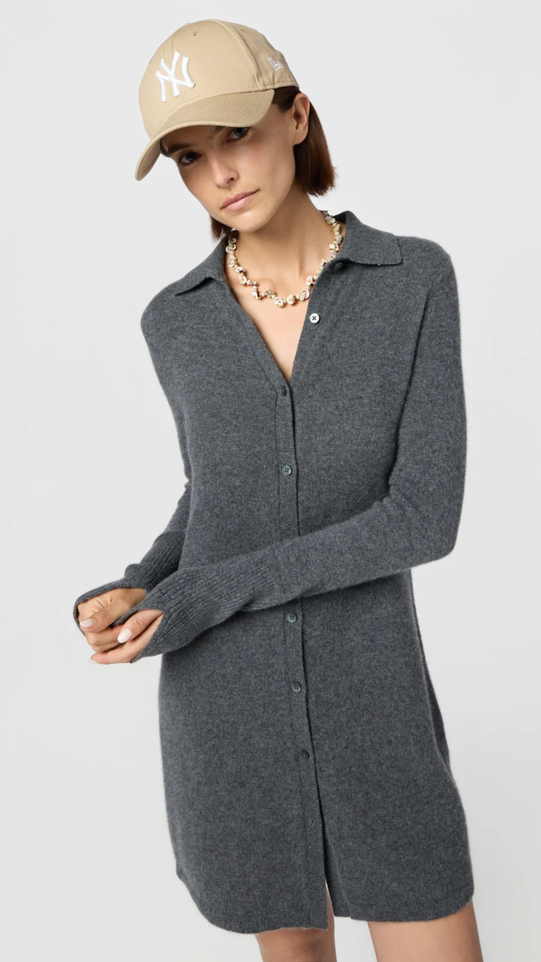 Guest in Residence Mini Shirt Dress in Charcoal