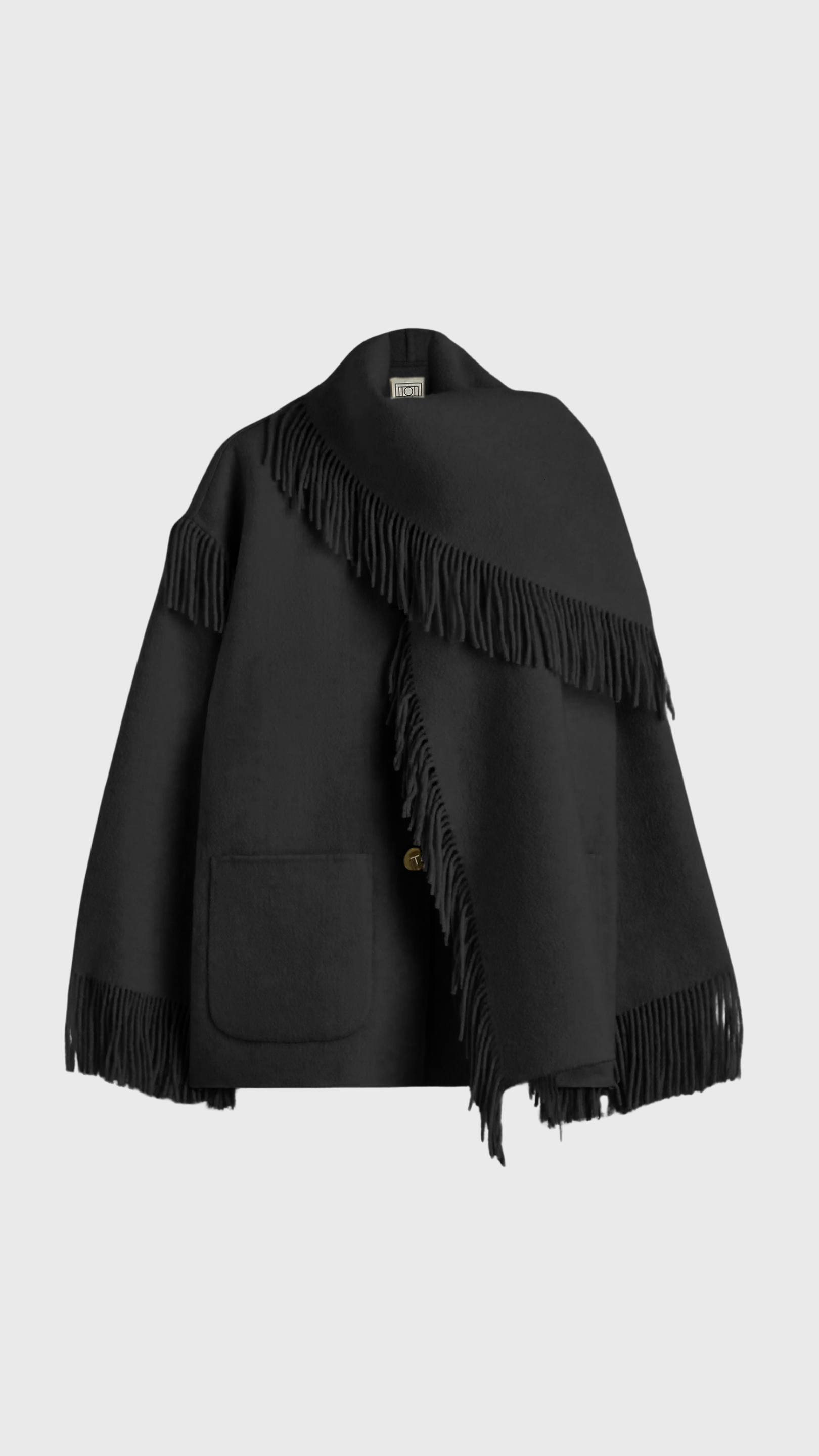 Toteme Fringed Scarf Jacket in Black