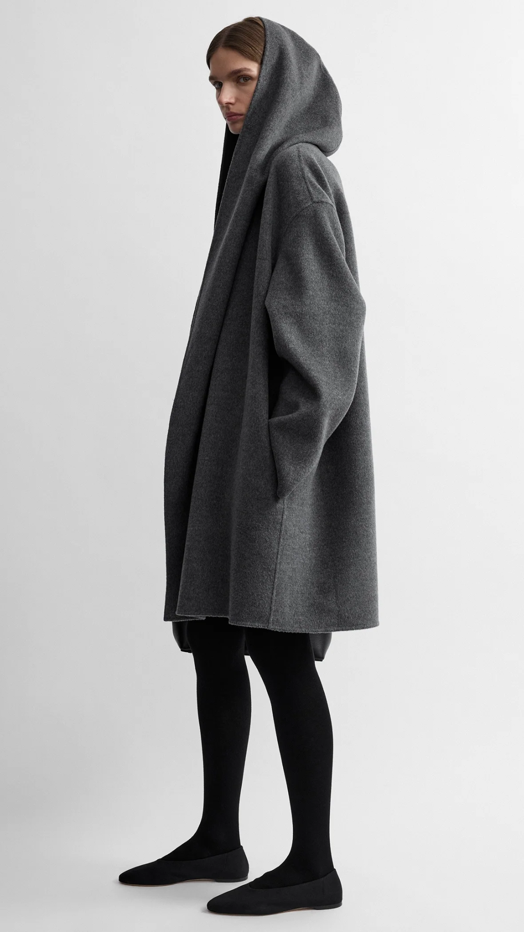 Toteme Hoodie Coat in Pale Grey Melange
