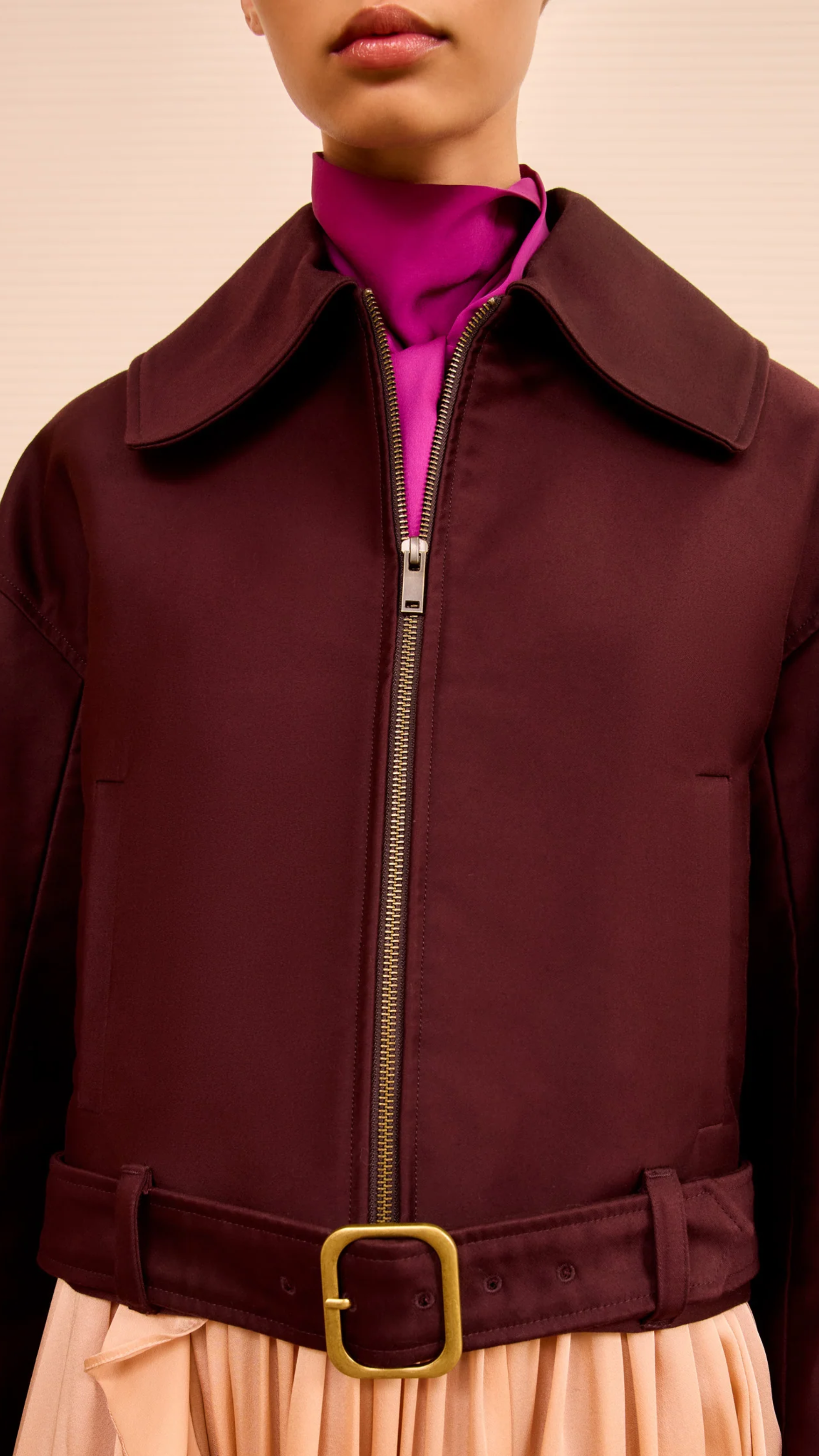 Ulla Johnson Signal Cropped Belted Jacket in Claret