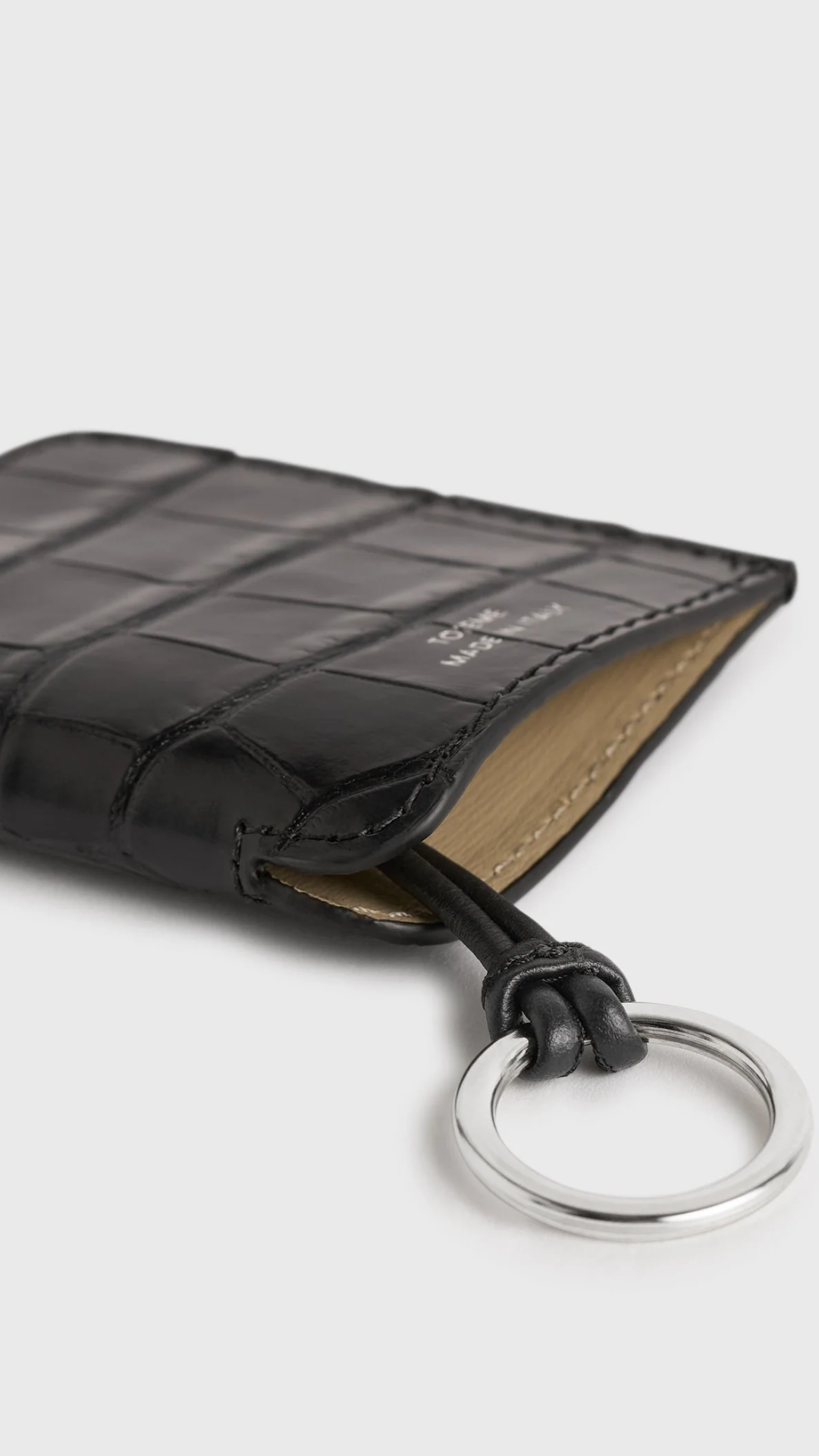 Toteme Croco Embossed Keyring in Black