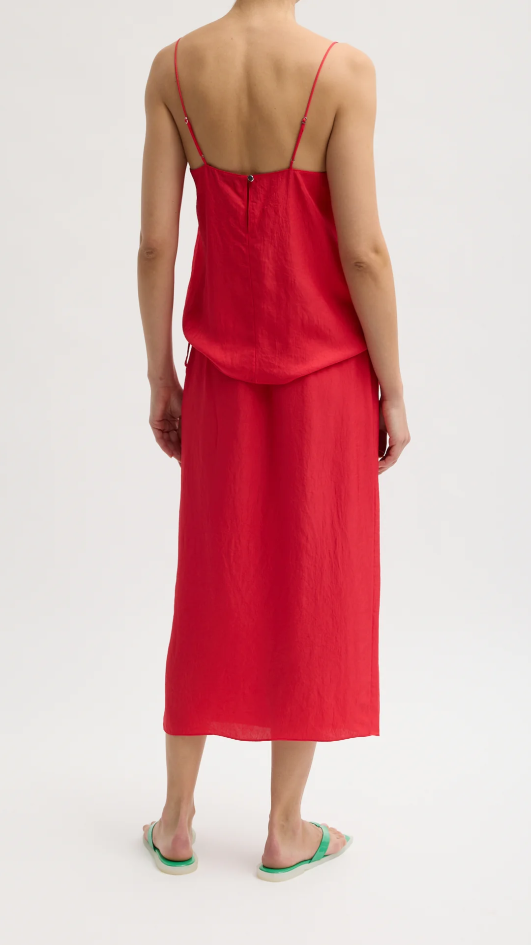 Tibi Summer Slip Wrap Skirt in Faded Red