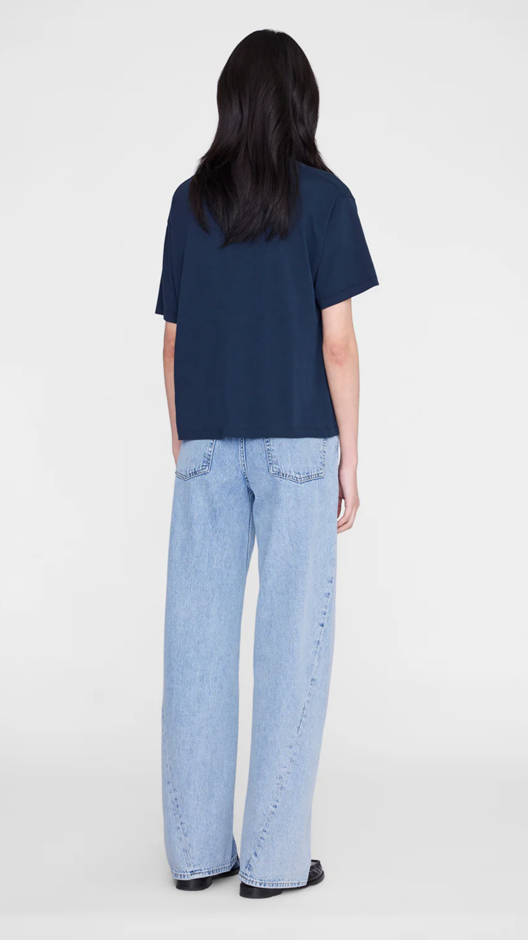Anine Bing Cade Tee Melrose Stencil in Navy