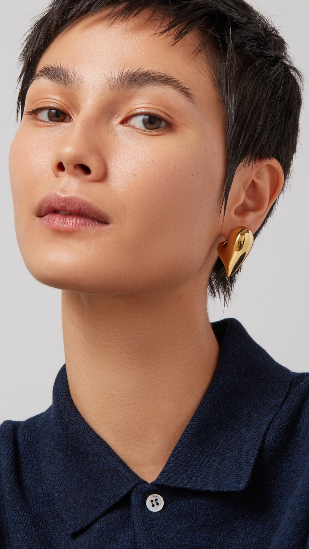 Jenny Bird Art Heart Puff Earrings in Gold