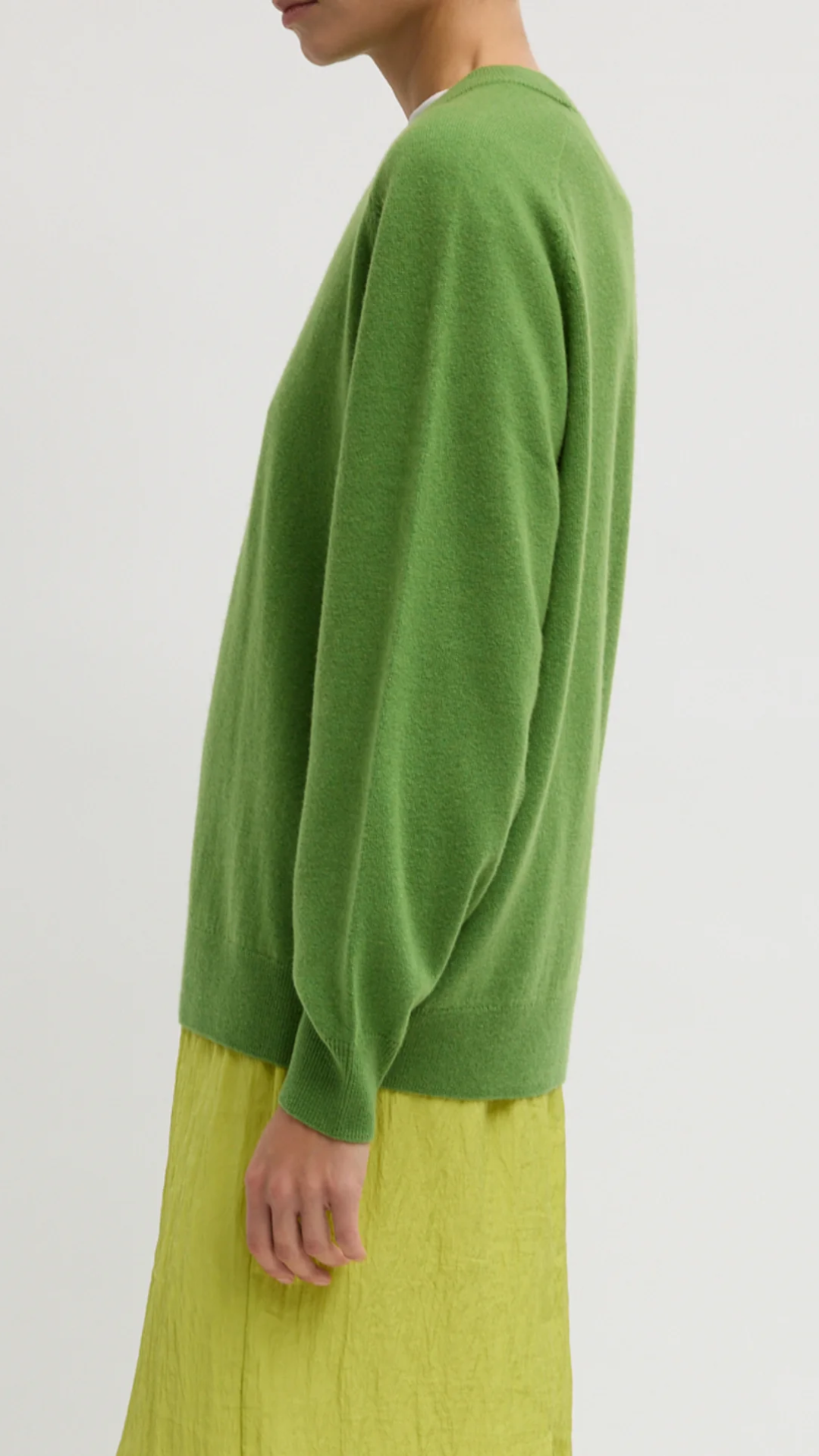 Tibi Washable Cashmere Crewneck Sweater in Avocado