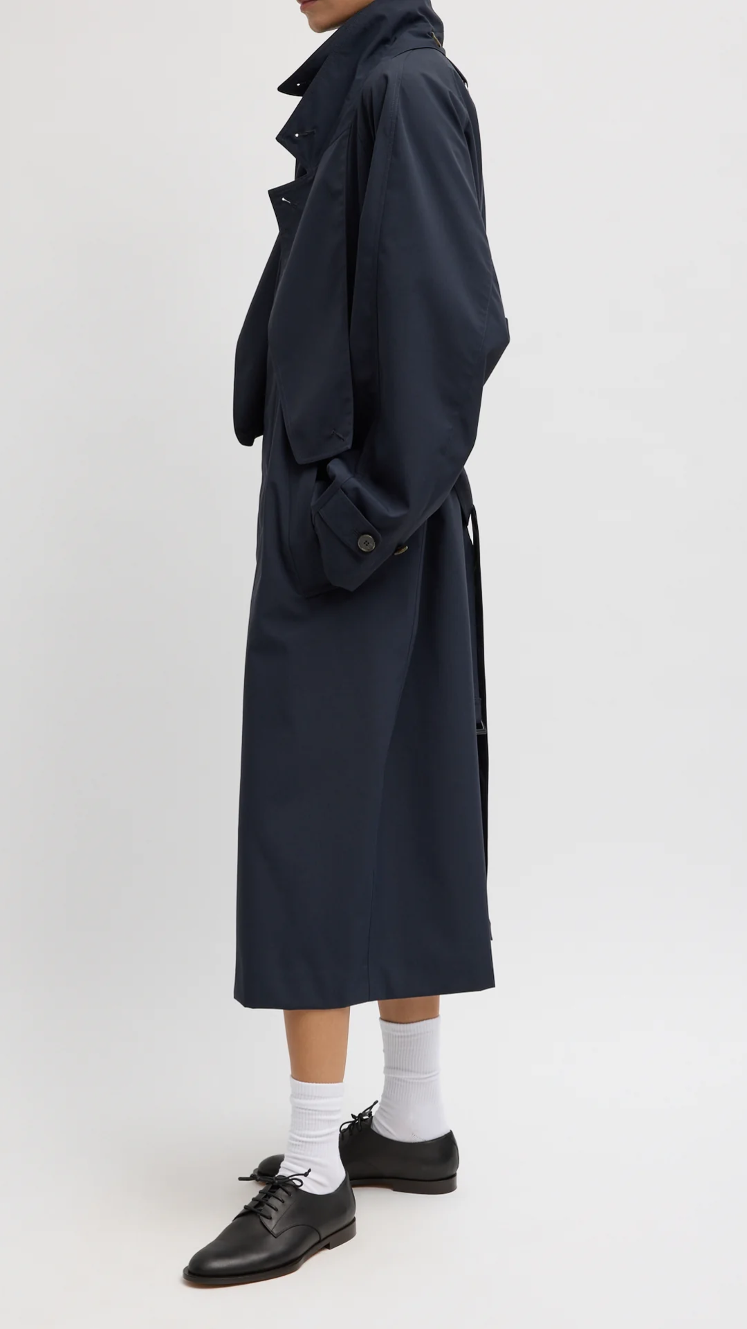 Tibi Double Collar Frank Trench in Navy