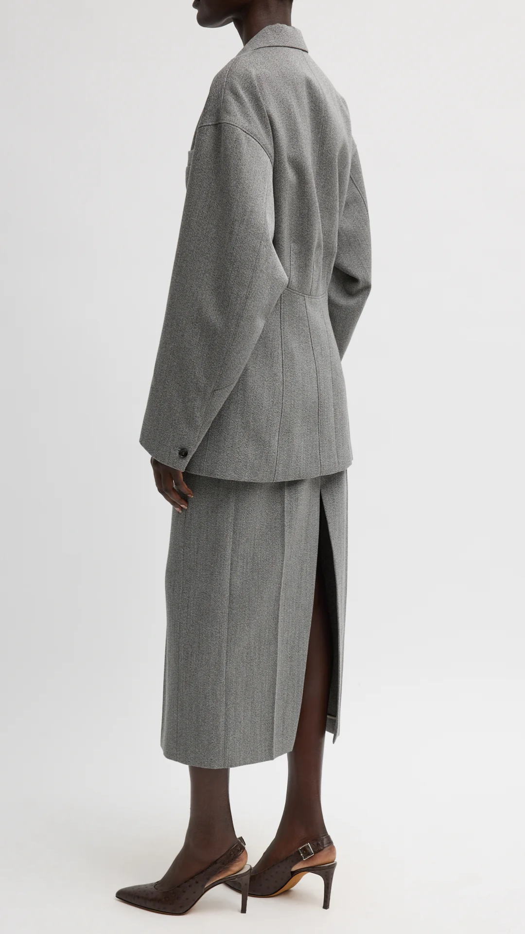 Tibi Structured Wool Sculpted Blazer in Grey Multi