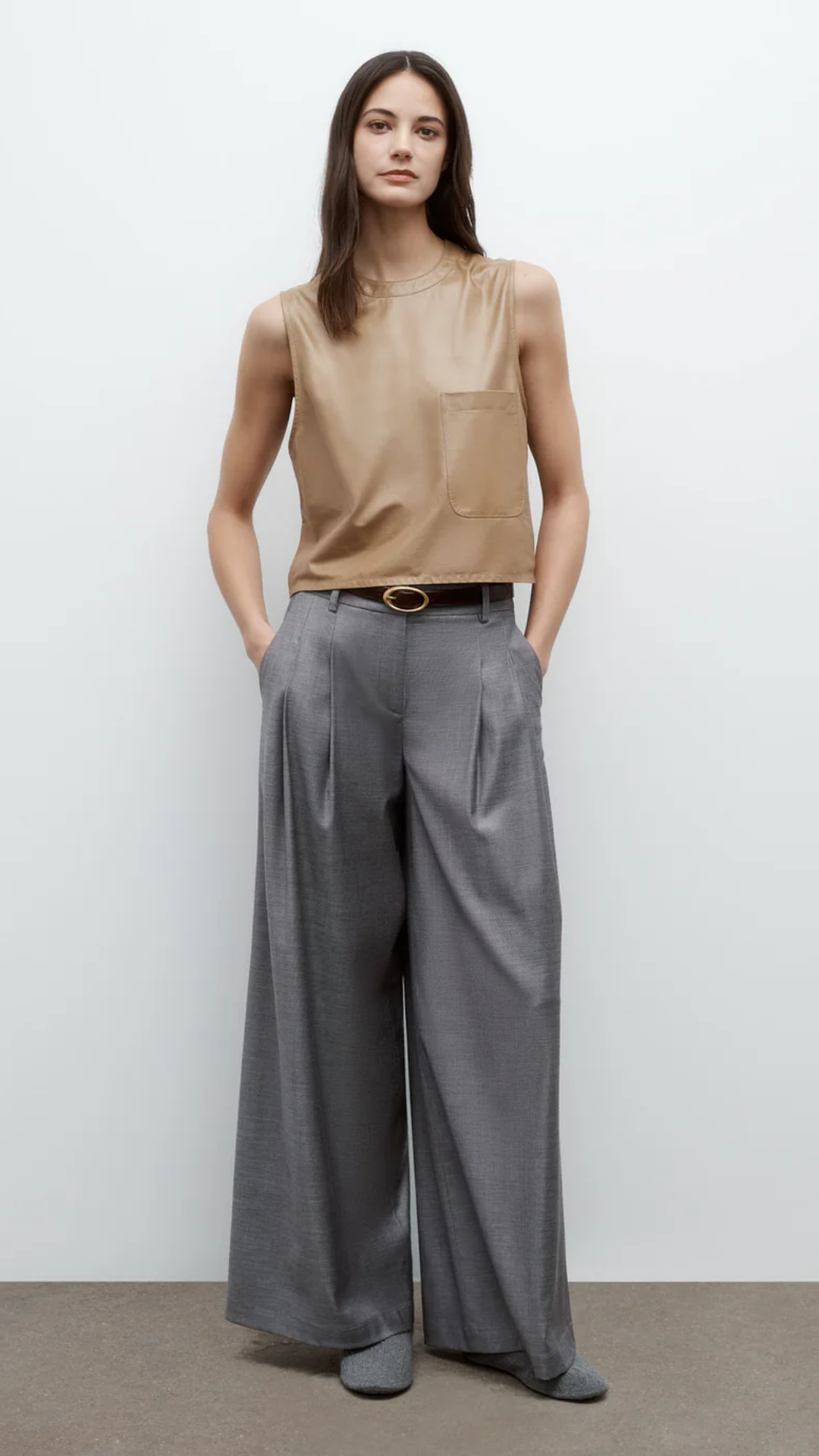 TWP Cropped Muscle Tank in Kelp