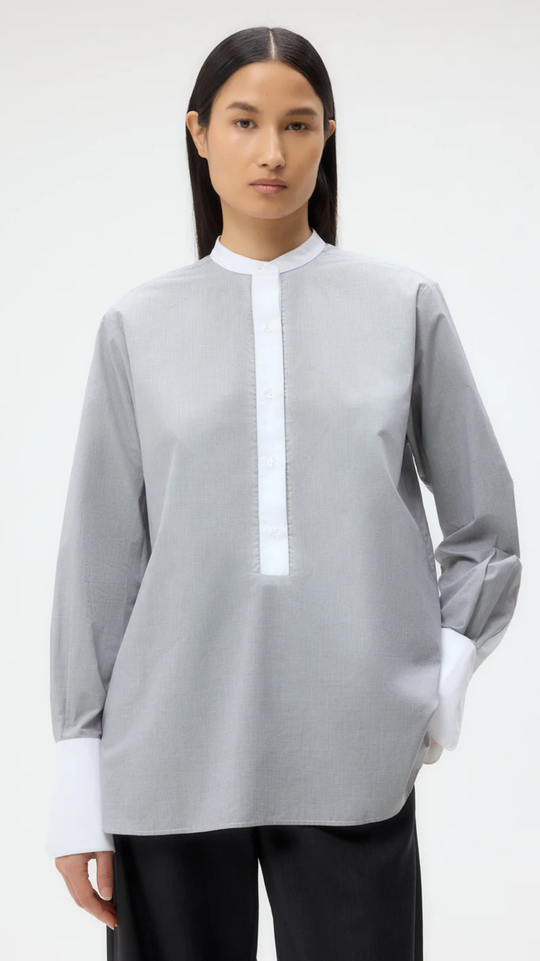 TWP Simple Man Shirt in White Black