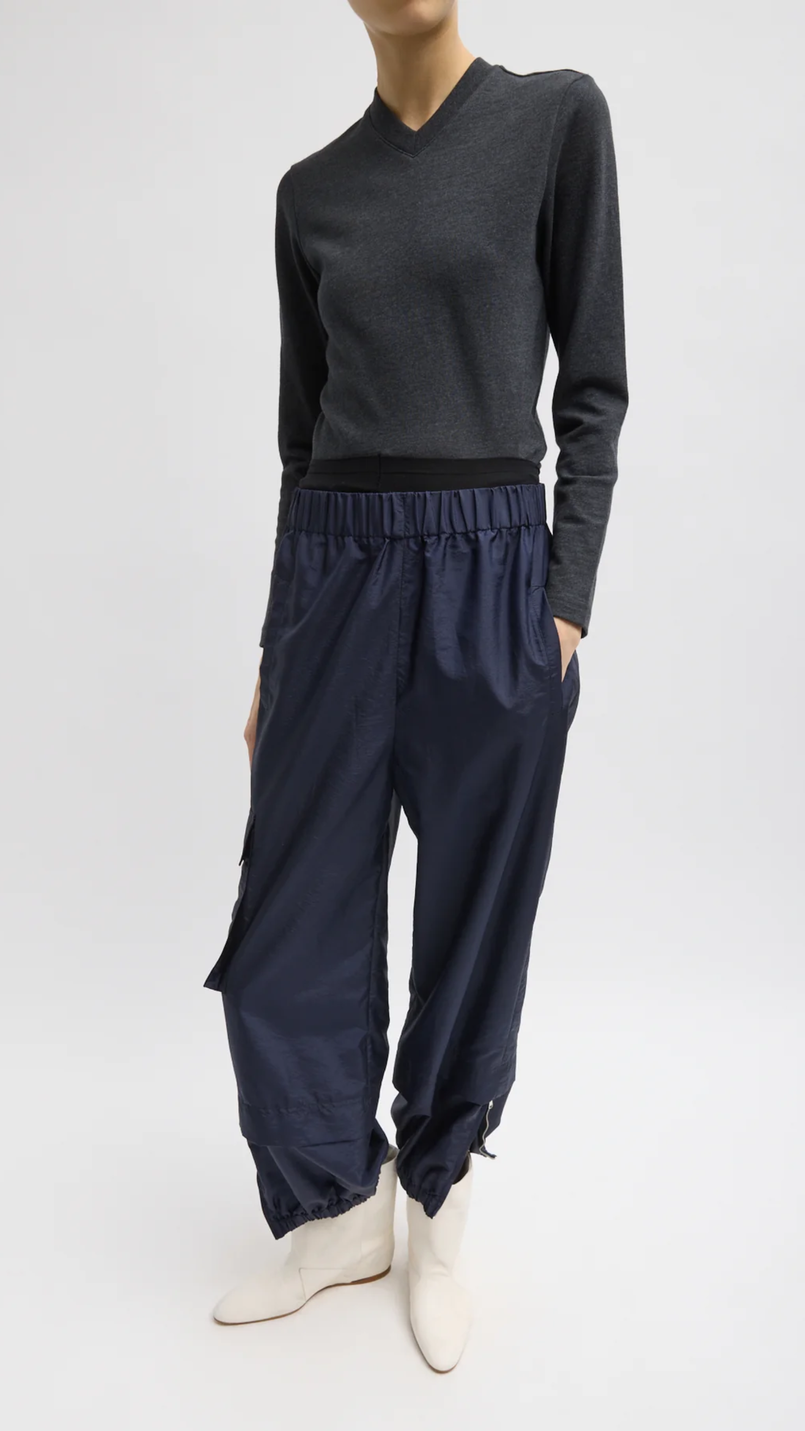 Tibi Crispy Nylon Wilt Pull On Jogger