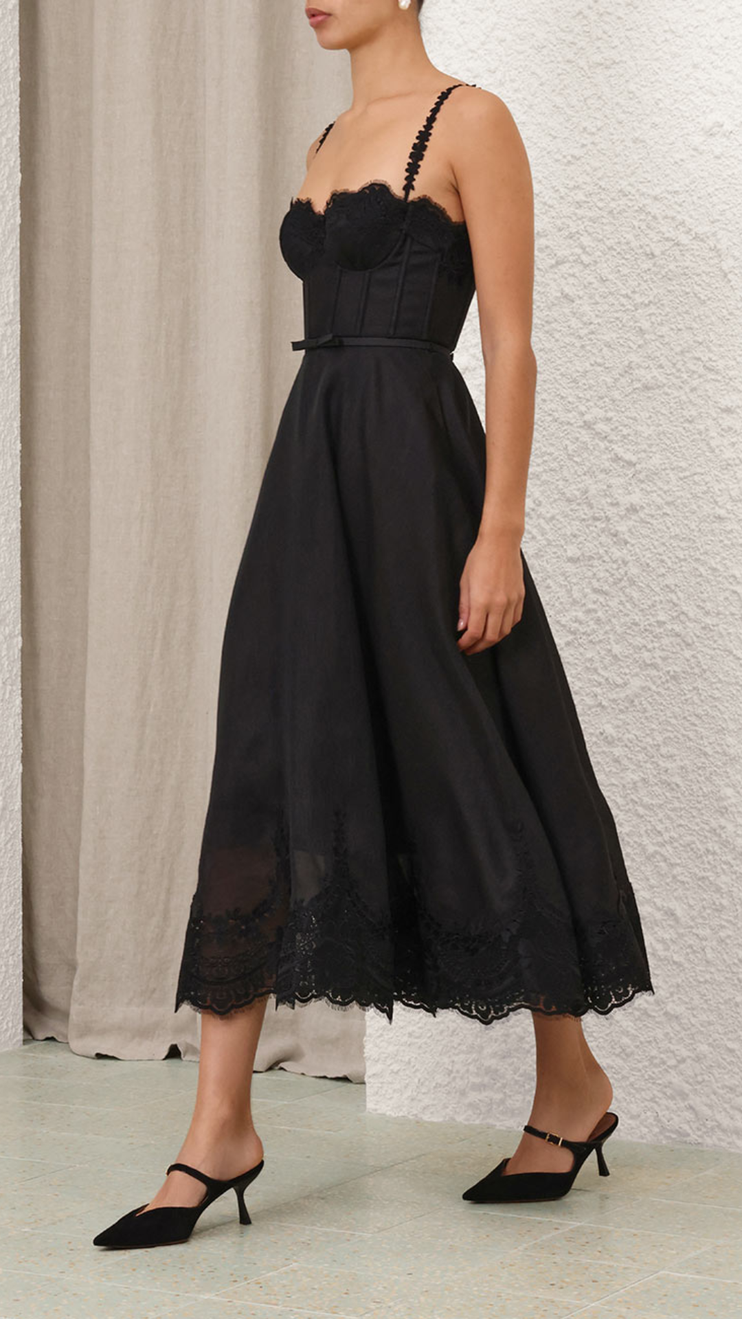 Zimmermann Lace Trim Picnic Dress in Black