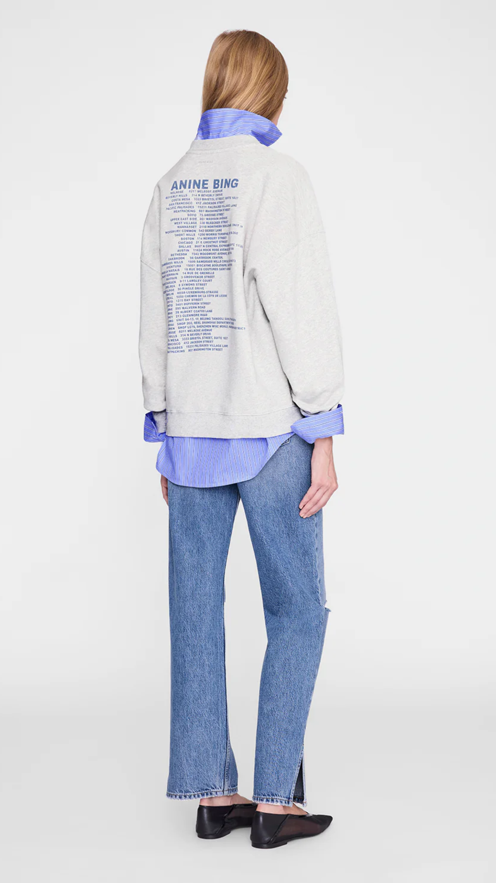 Anine Bing Miles Waves Sweatshirt in Grey