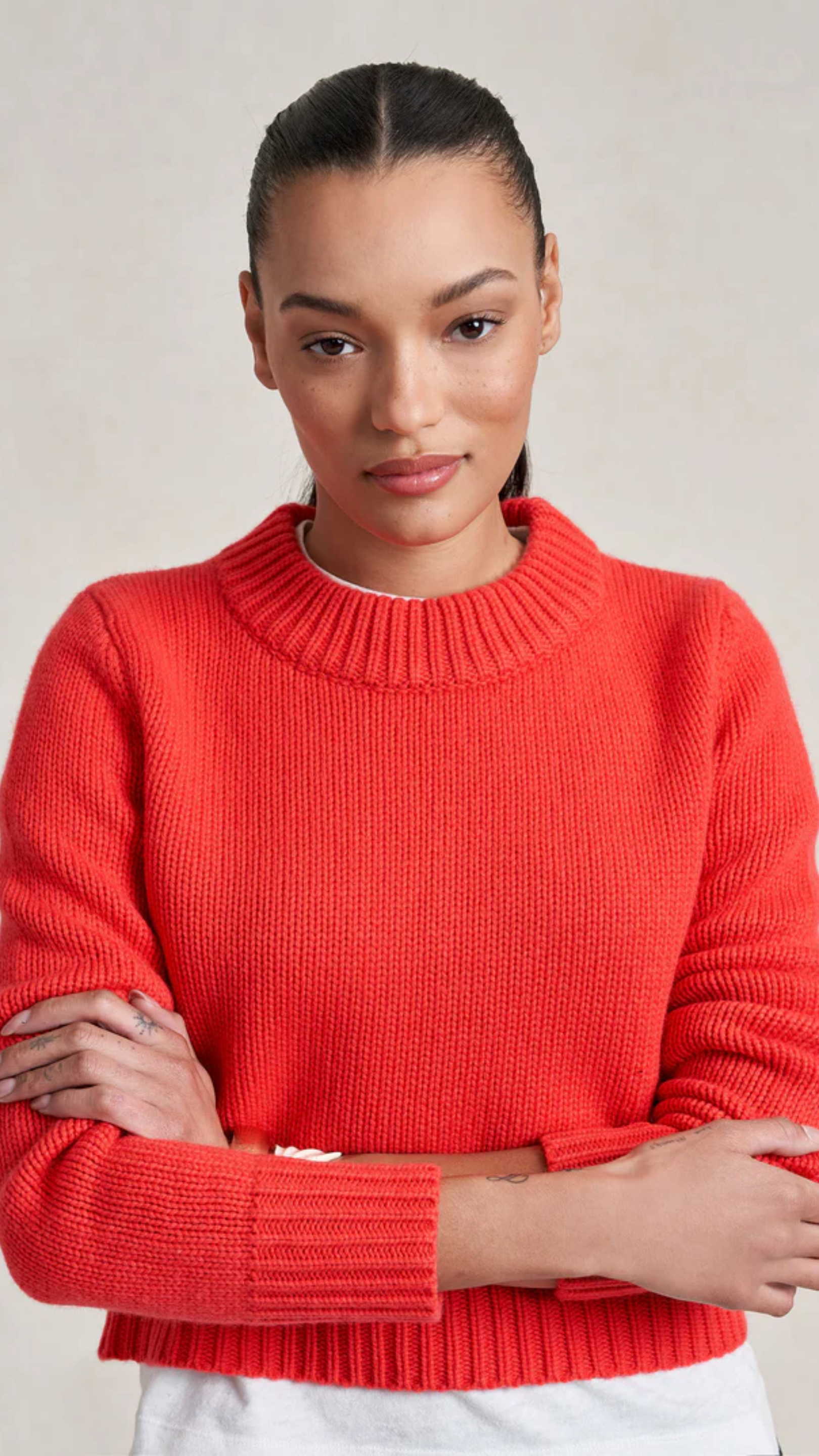 La Ligne Solid Mini Marin Sweater in Coral