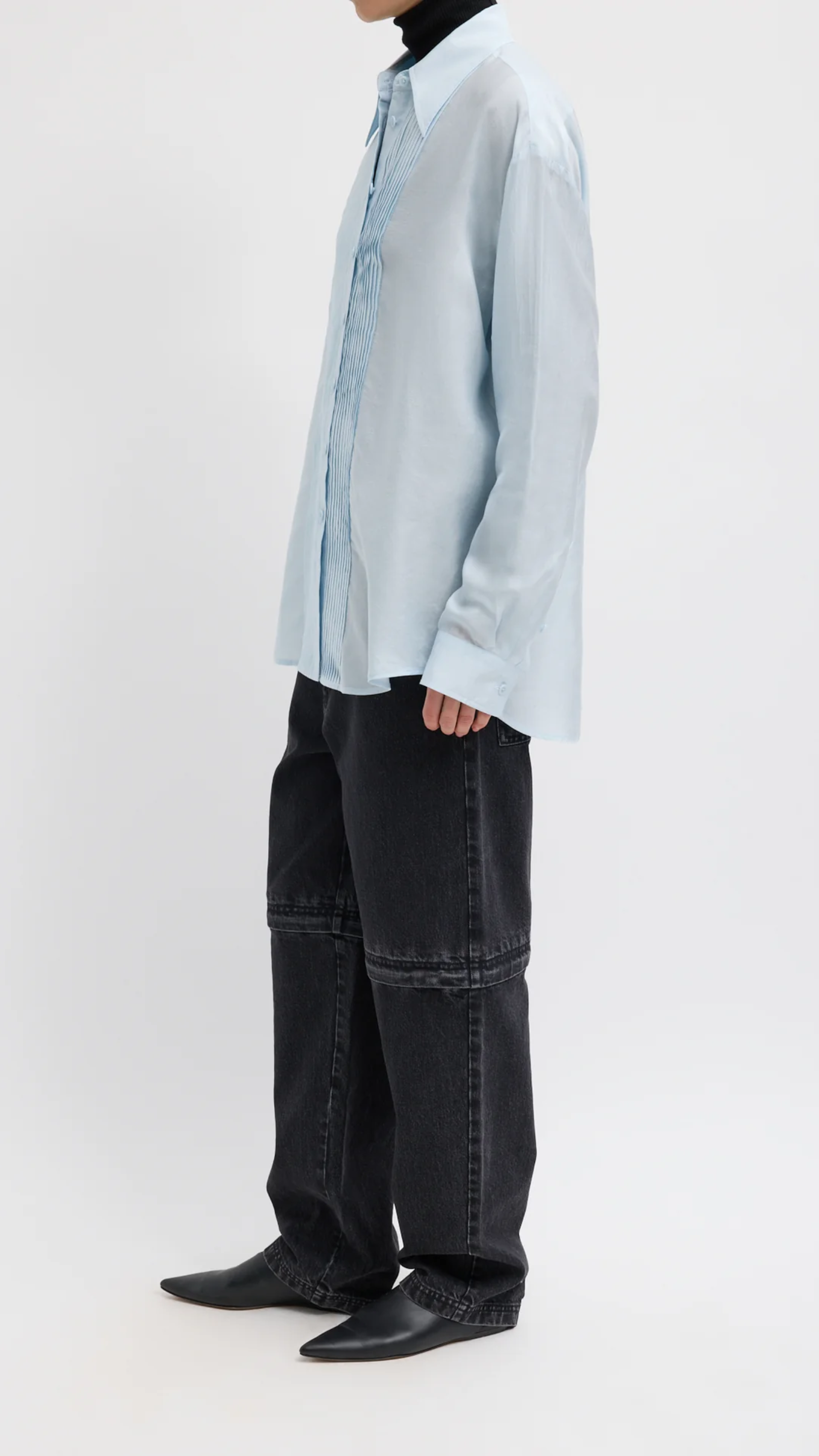 Tibi Silk Voile Easy Pintucked Shirt
