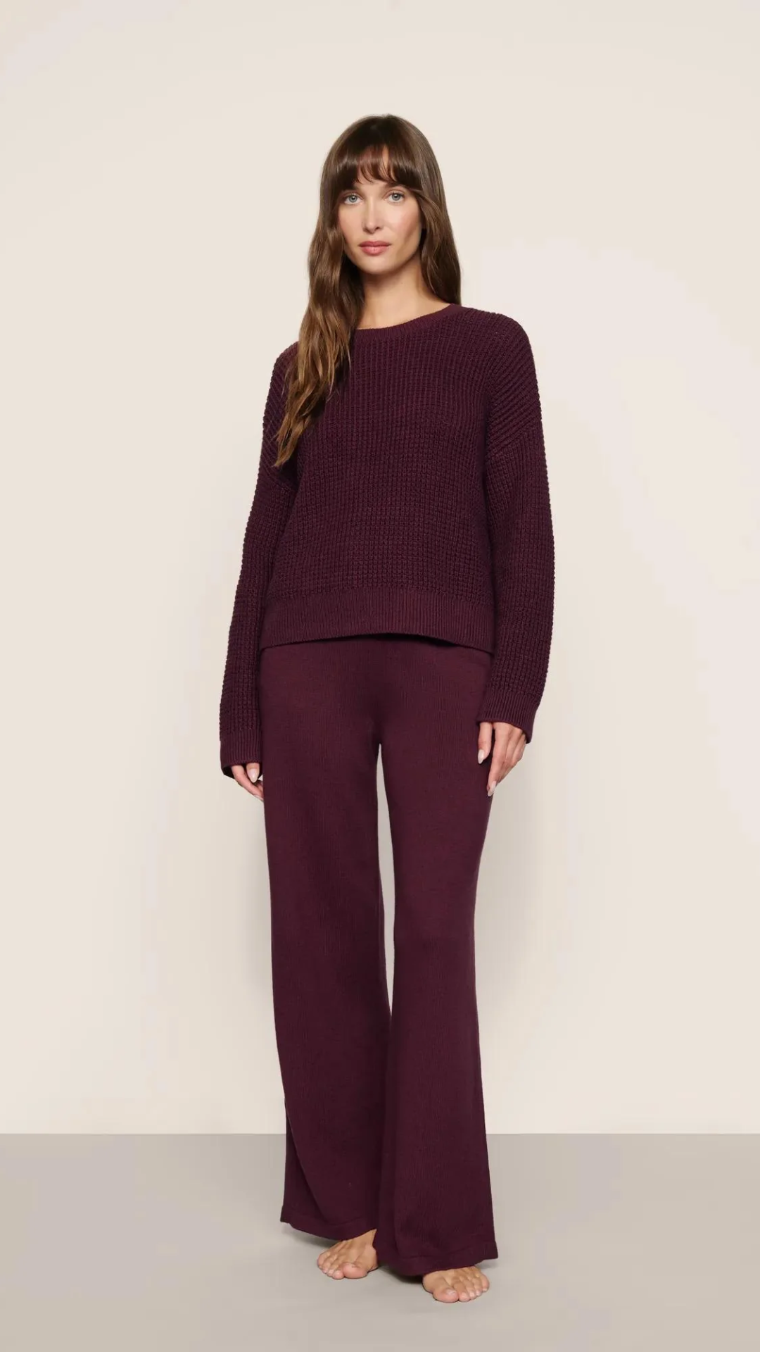 Eberjey Sweater Cropped Crew in Wildberry
