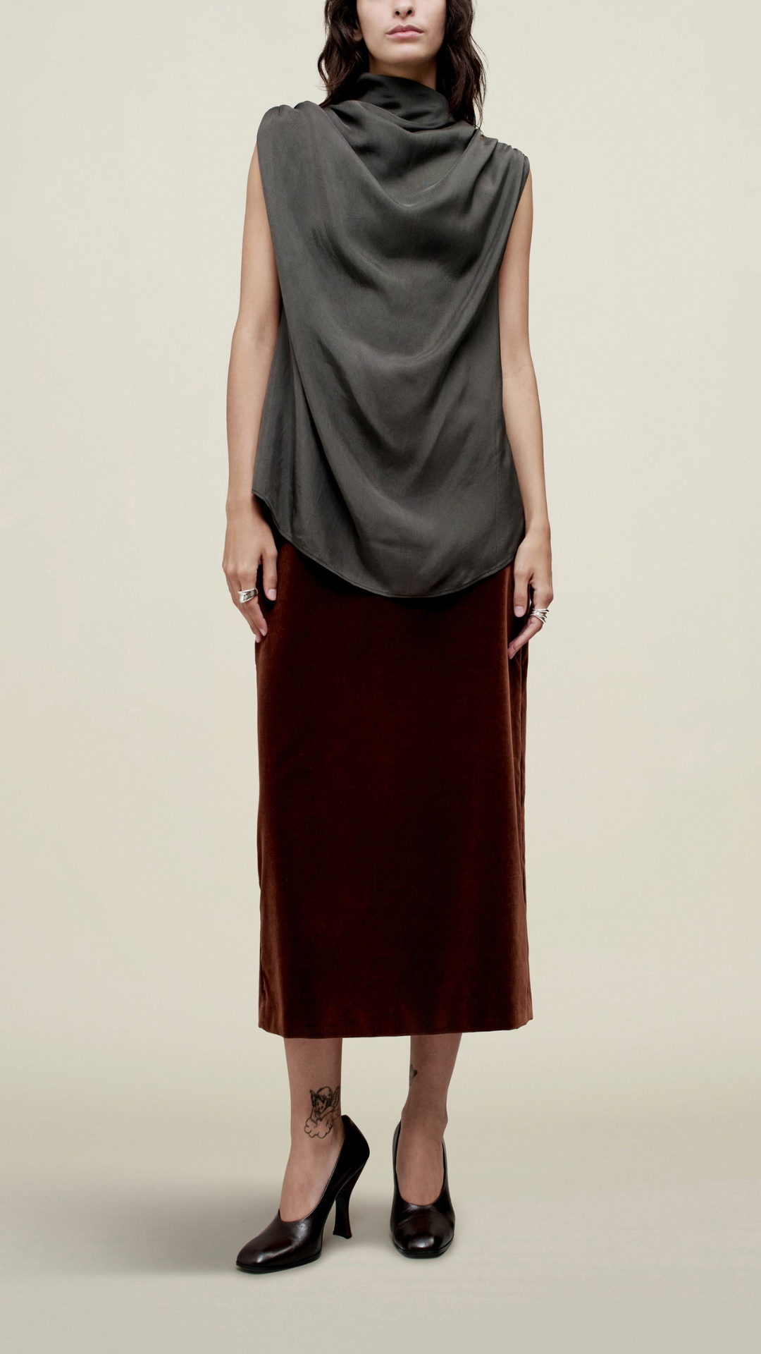 Kallmeyer Penny Draped Top in Chrome