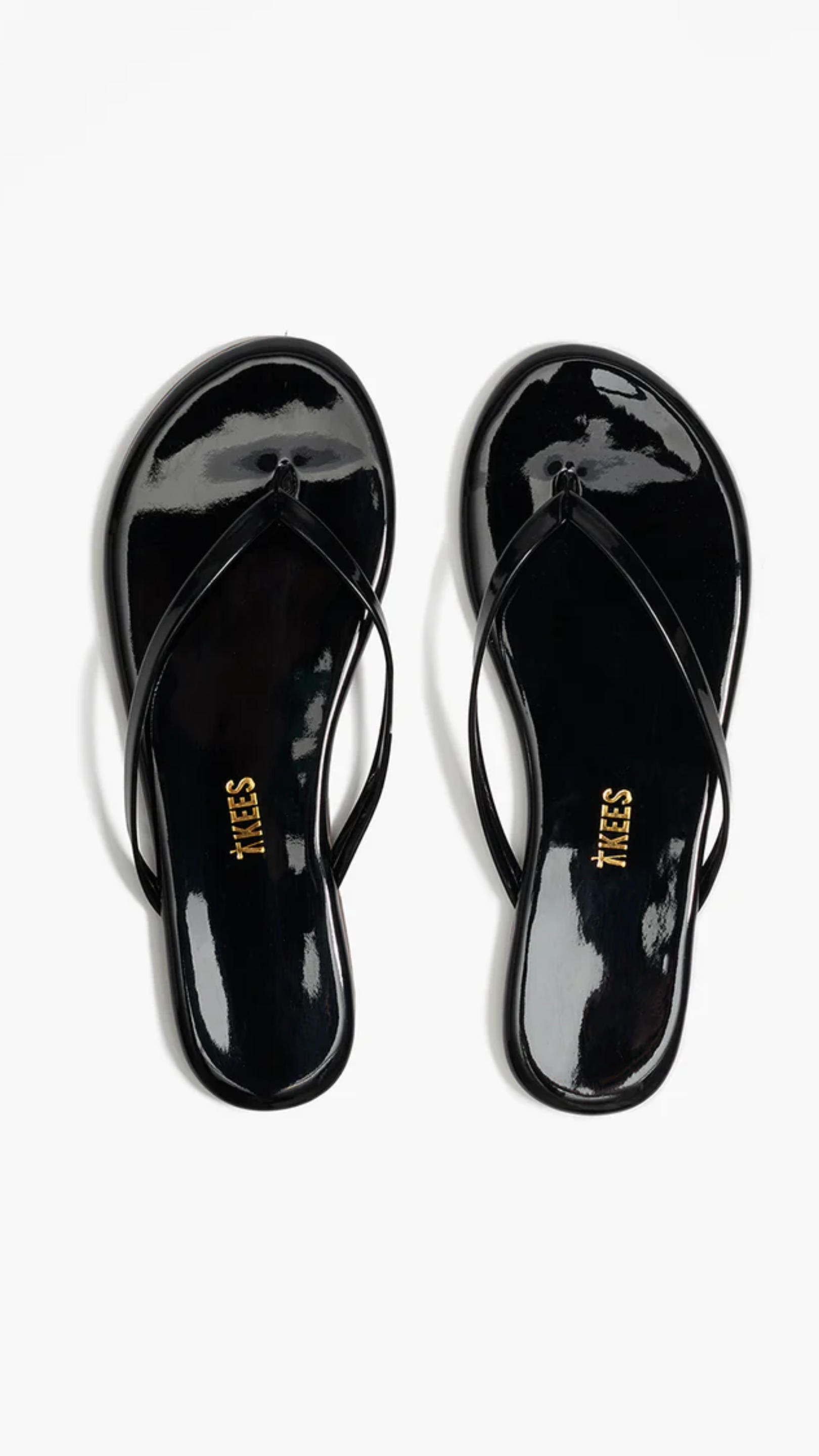 Tkees Lily Glosses Leather Flip Flops in Licorice