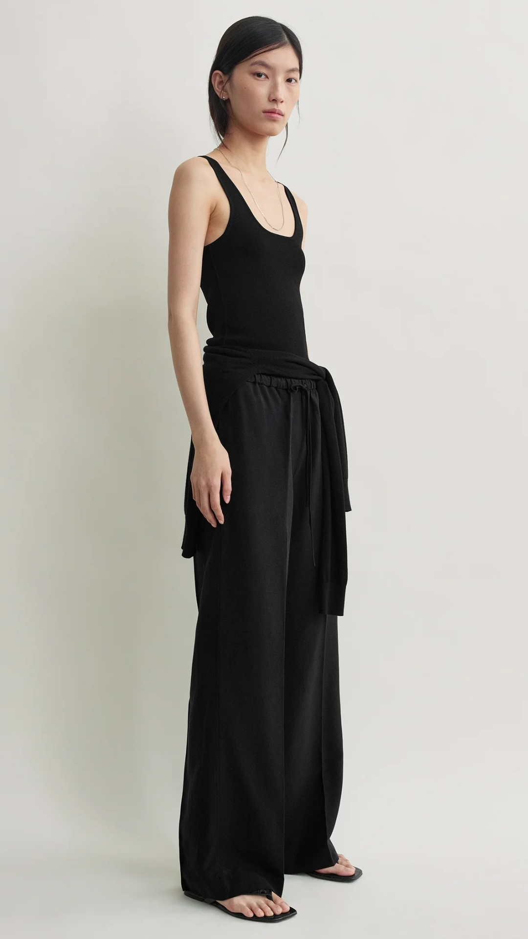 Toteme Fluid Drawstring Trousers in Black