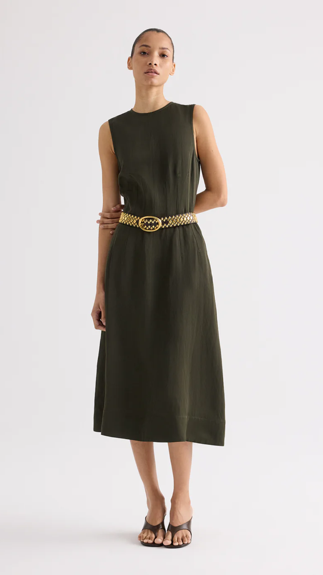 TWP Crew Neck Dress with Darts in Rosen